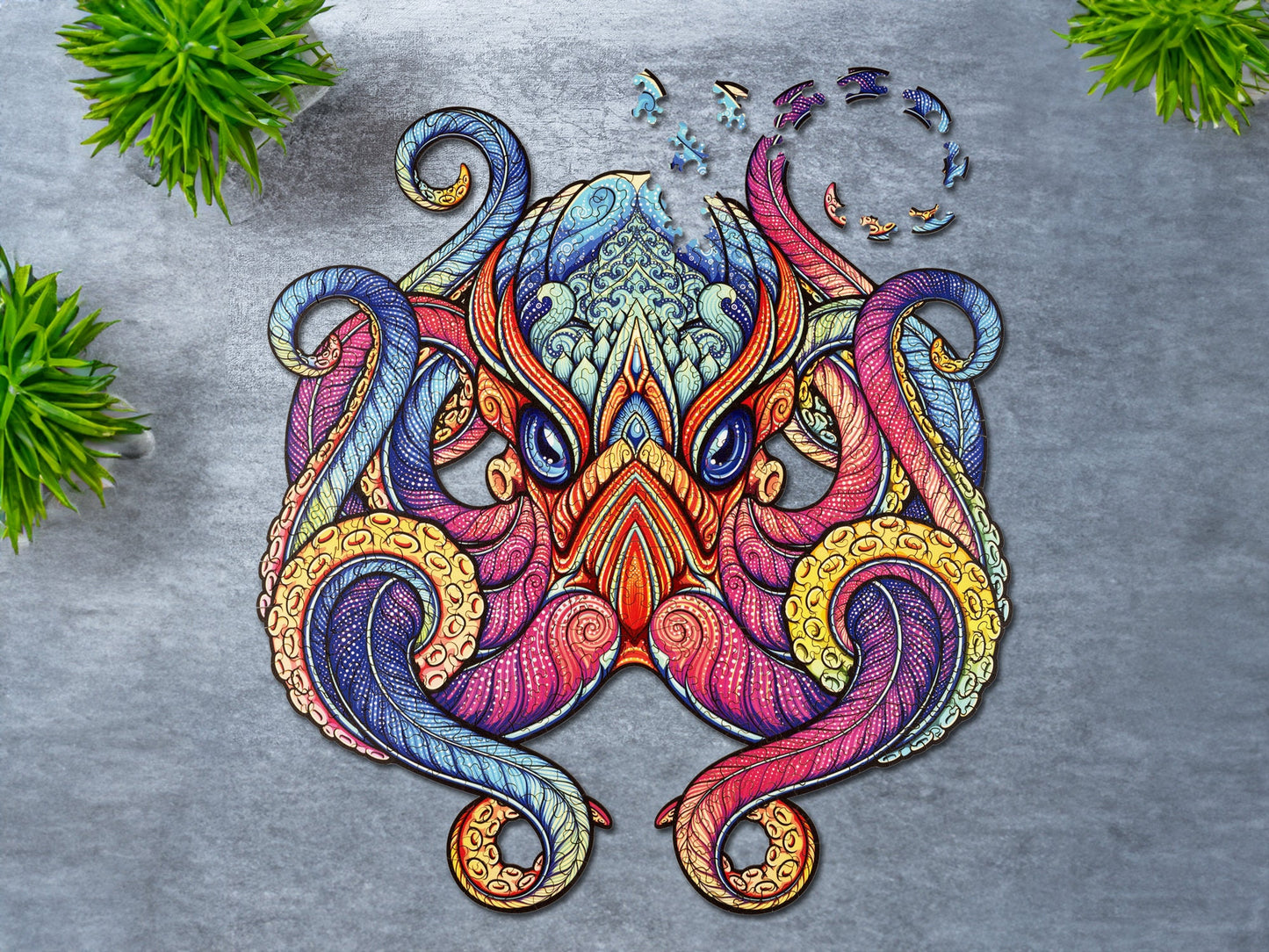 Wooden Puzzle Jigsaw Premium Octopus by Adawoo