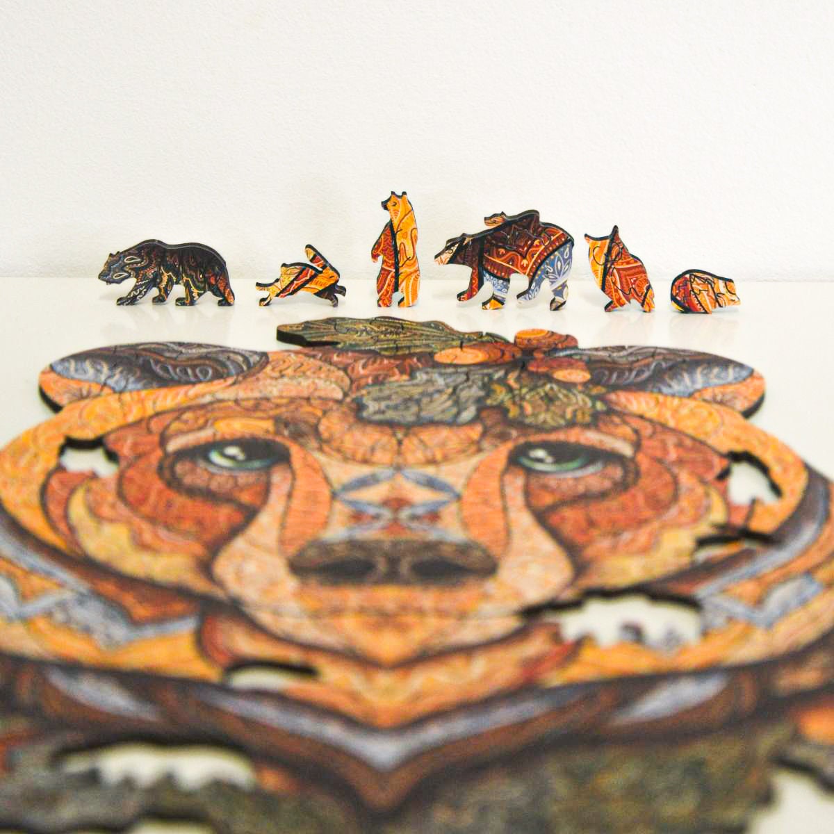 Forest Bear Wooden Jigsaw Puzzle for Adults and Kids | Laser Cut Premium Wood | Animal Shaped 3D Puzzle Pieces | Unique Gift