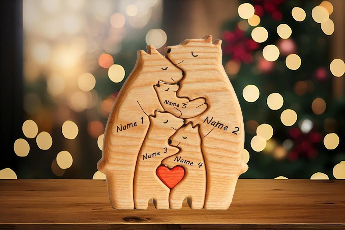 Wooden Bear Family Puzzle,Engraved Family Name Puzzle,Family Keepsake Gift,Animal Family,Gift for Kids,Gift for Parents,Valentine's Day Gift