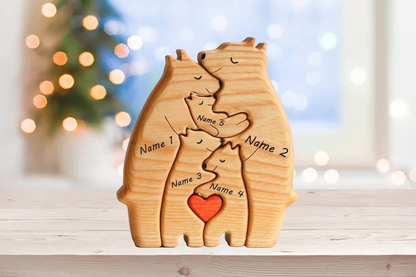 Wooden Bear Family Puzzle,Engraved Family Name Puzzle,Family Keepsake Gift,Animal Family,Gift for Kids,Gift for Parents,Valentine's Day Gift