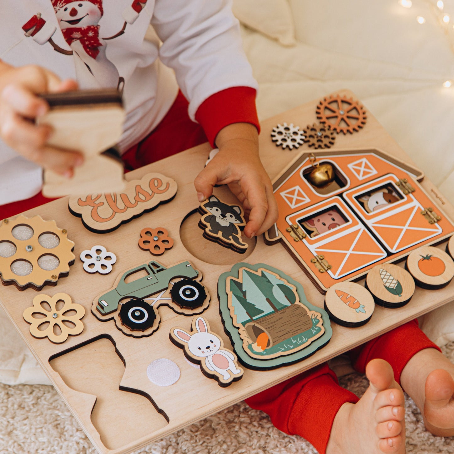 Personalized Baby Gifts. Toddler Busy Board With Name. 1st Birthday Boy/Girl Girl. Wooden Montessori Board 1 Year Old. First Easter Gift.