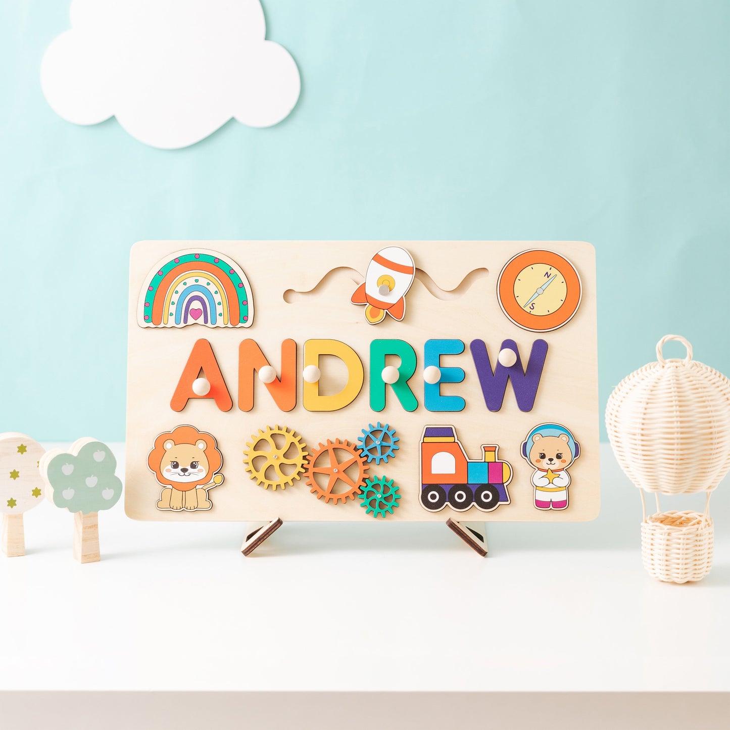 Baby name puzzle for nursery, 1st birthday gift,new baby gift,baby shower gift, custom wooden name puzzle with pegs,1st birthday name puzzle