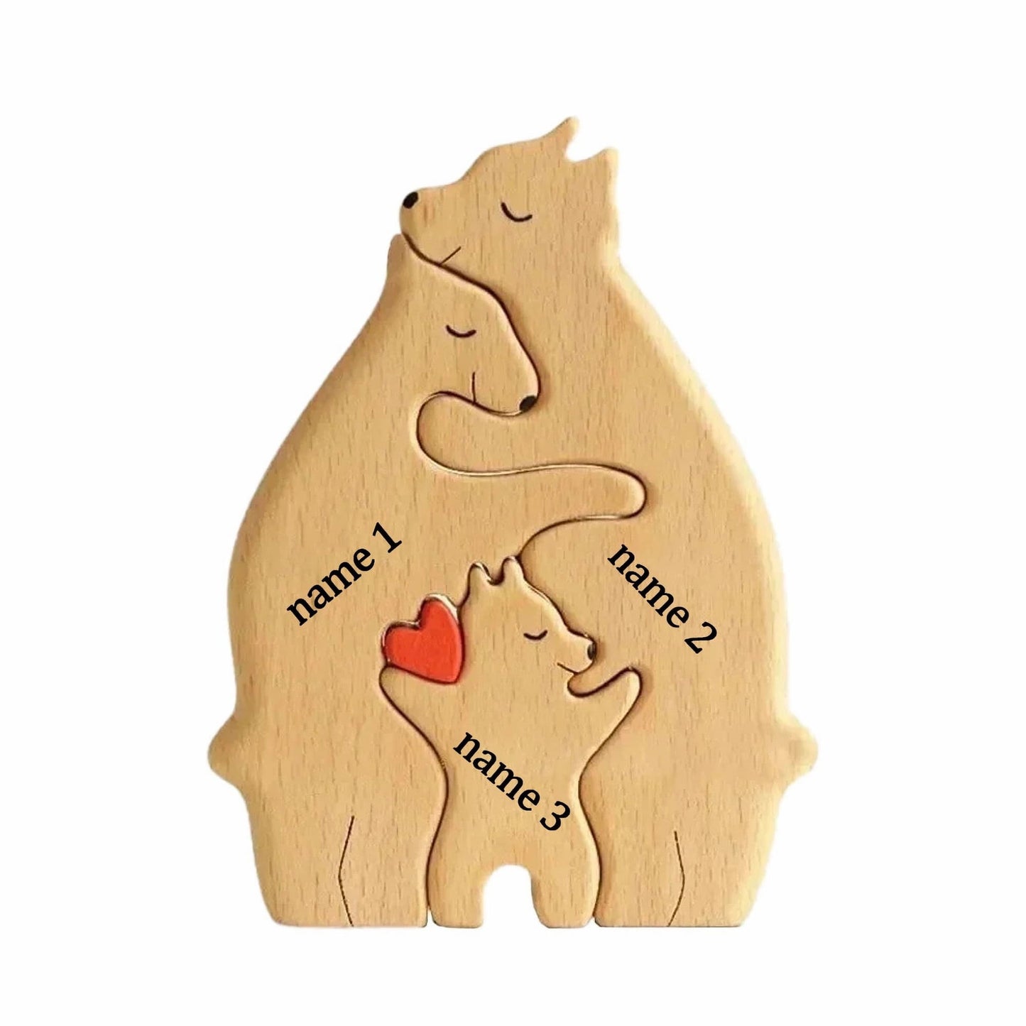 Wooden Bear Family Puzzle,Custom Bear Figurines,Personalized Wooden Animal Puzzle,Family Home Decor,Personalized Father's Day Gift Kids Gift