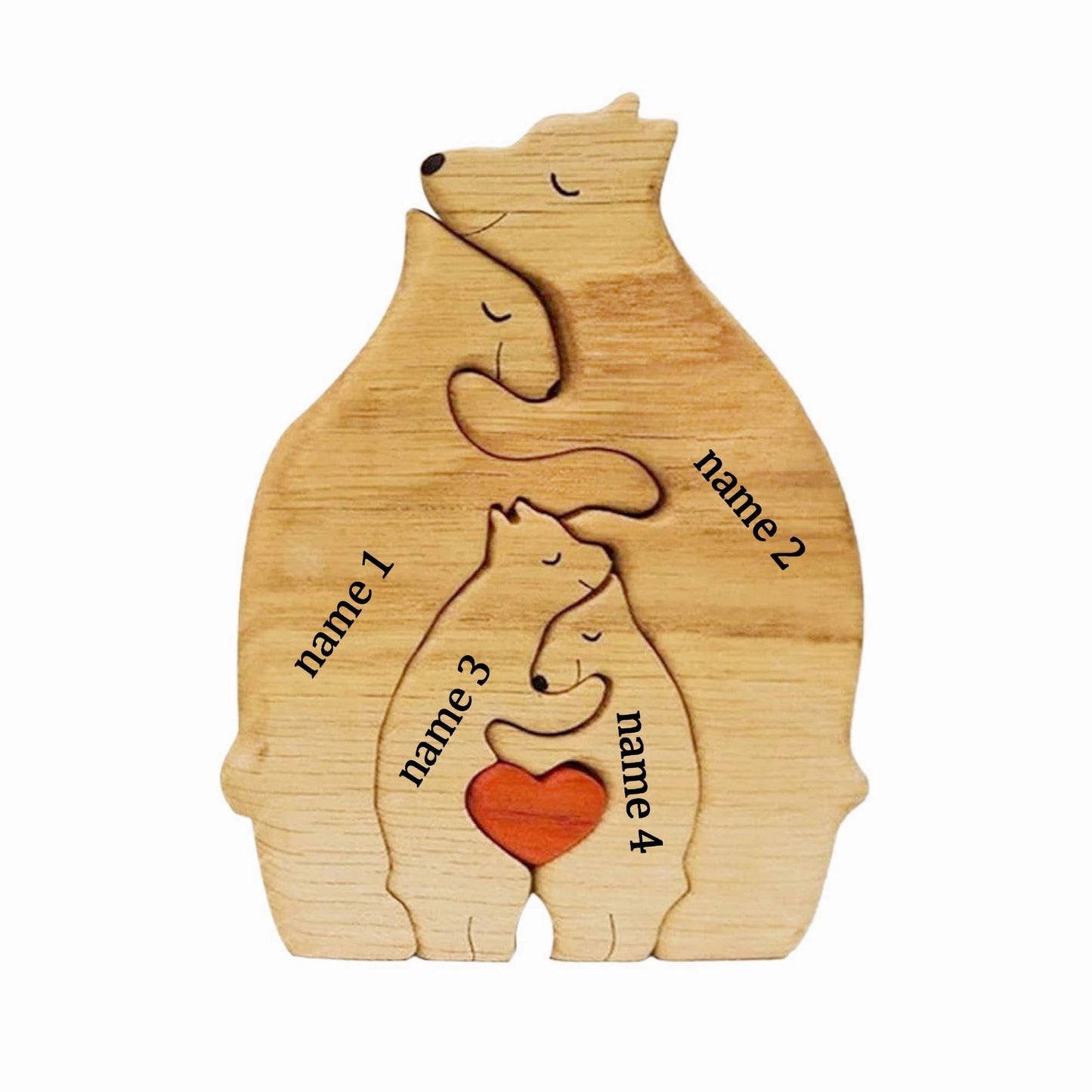 Wooden Bear Family Puzzle,Custom Bear Figurines,Personalized Wooden Animal Puzzle,Family Home Decor,Personalized Father's Day Gift Kids Gift