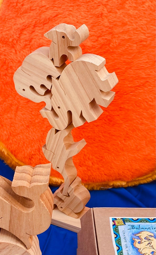 Elephants -Balancing Animals wooden stacking and balancing game by Tarata Toys:  gift boxed