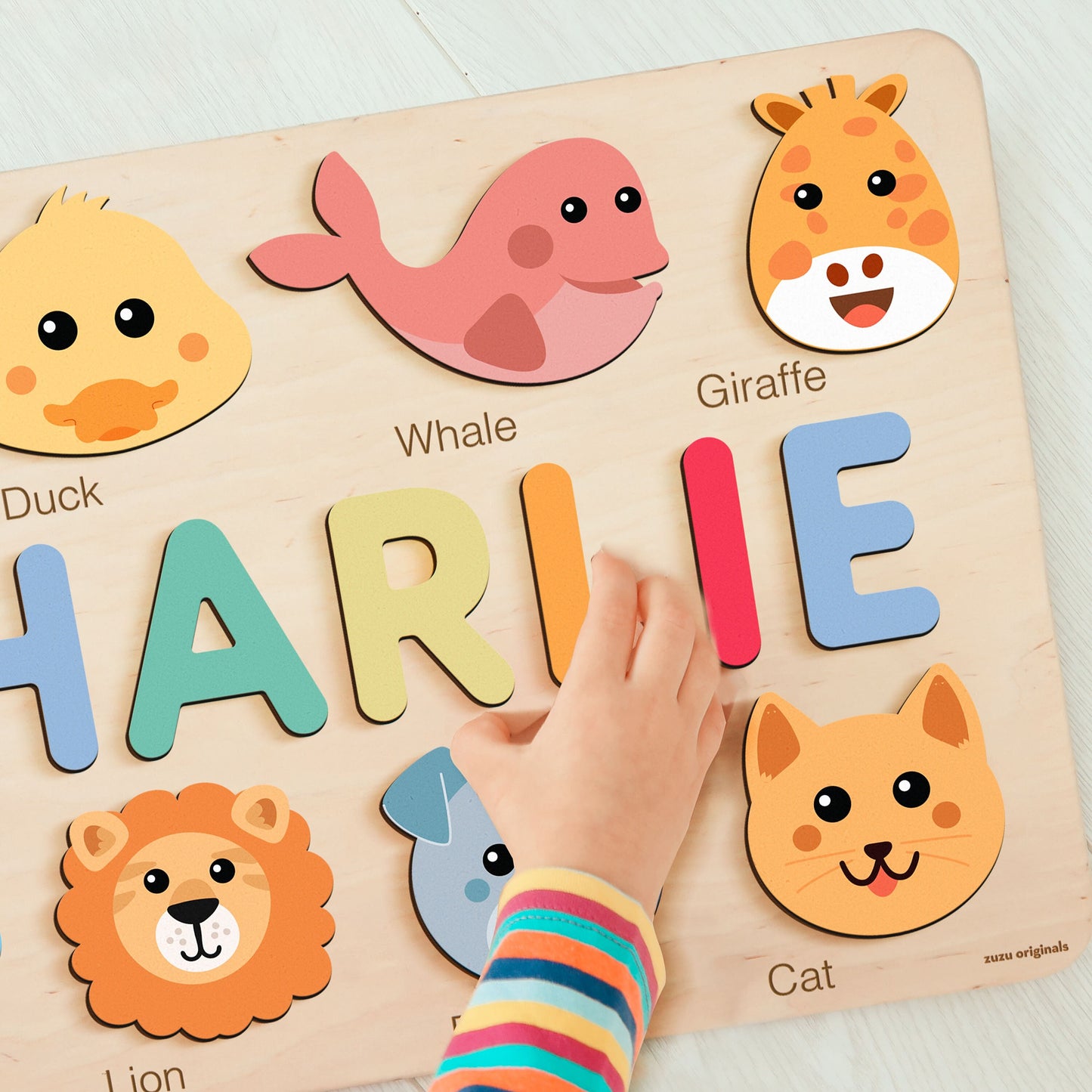 Thematic Name Wooden Puzzle with Animal for Boy and Girls, Kid First Birthday Gift, Personalized Baby Gift, Handmade Custom Name Sign Puzzle