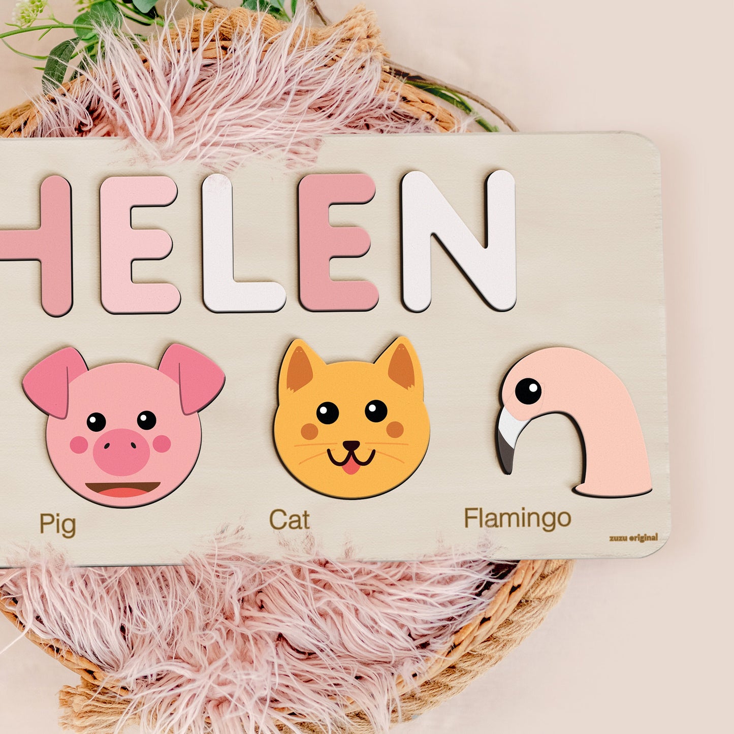 Personalized Name Puzzle with Animals | Baby, Toddler, Kids Toys | Wooden Montessori Toys | Christmas Gifts | First Birthday Girl and Boy