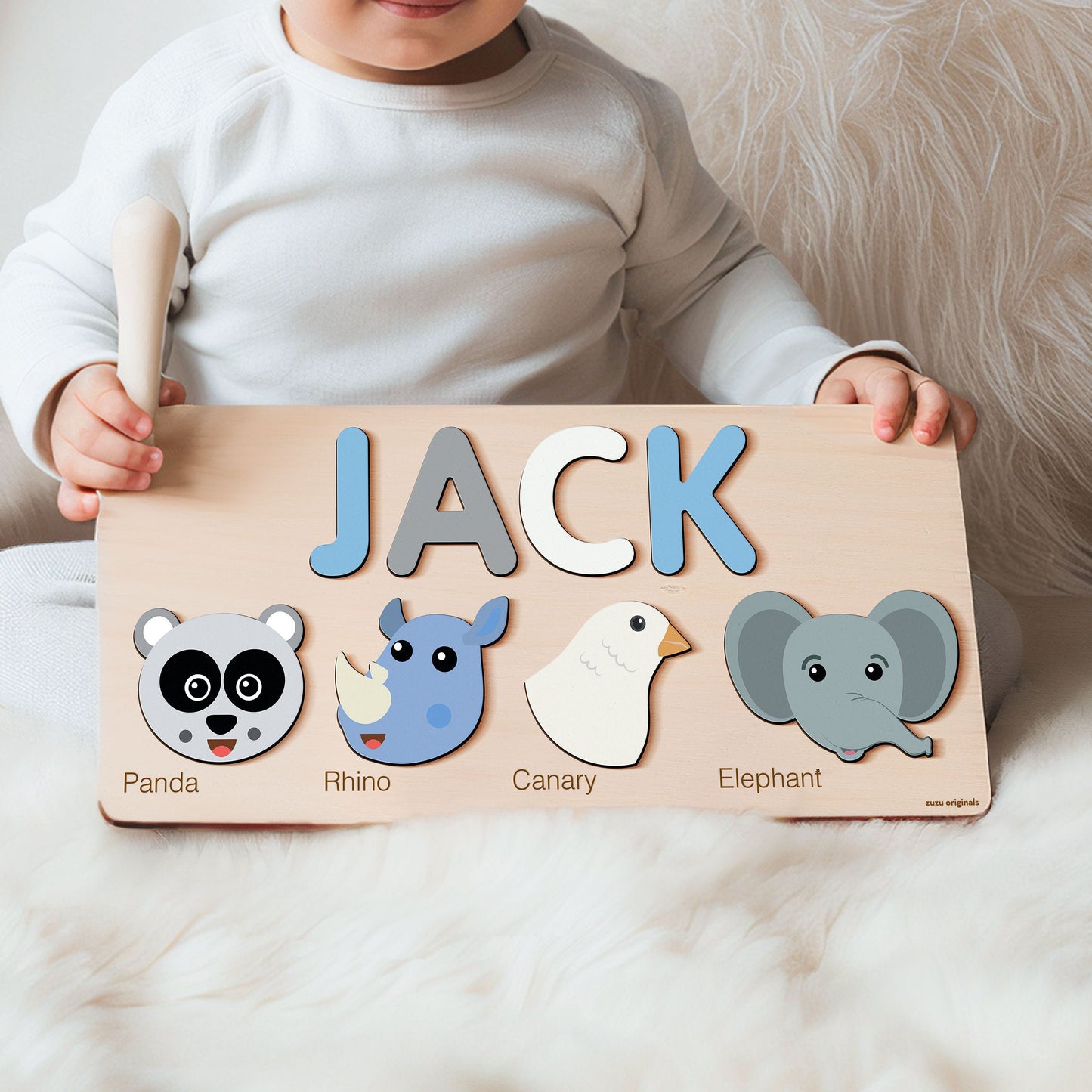 Toddler Custom Name Puzzle with Animals, Custom Handmade Birthday Gift for Kids, Christmas Gifts for Baby, Special New Baby Gift, Wood Toy