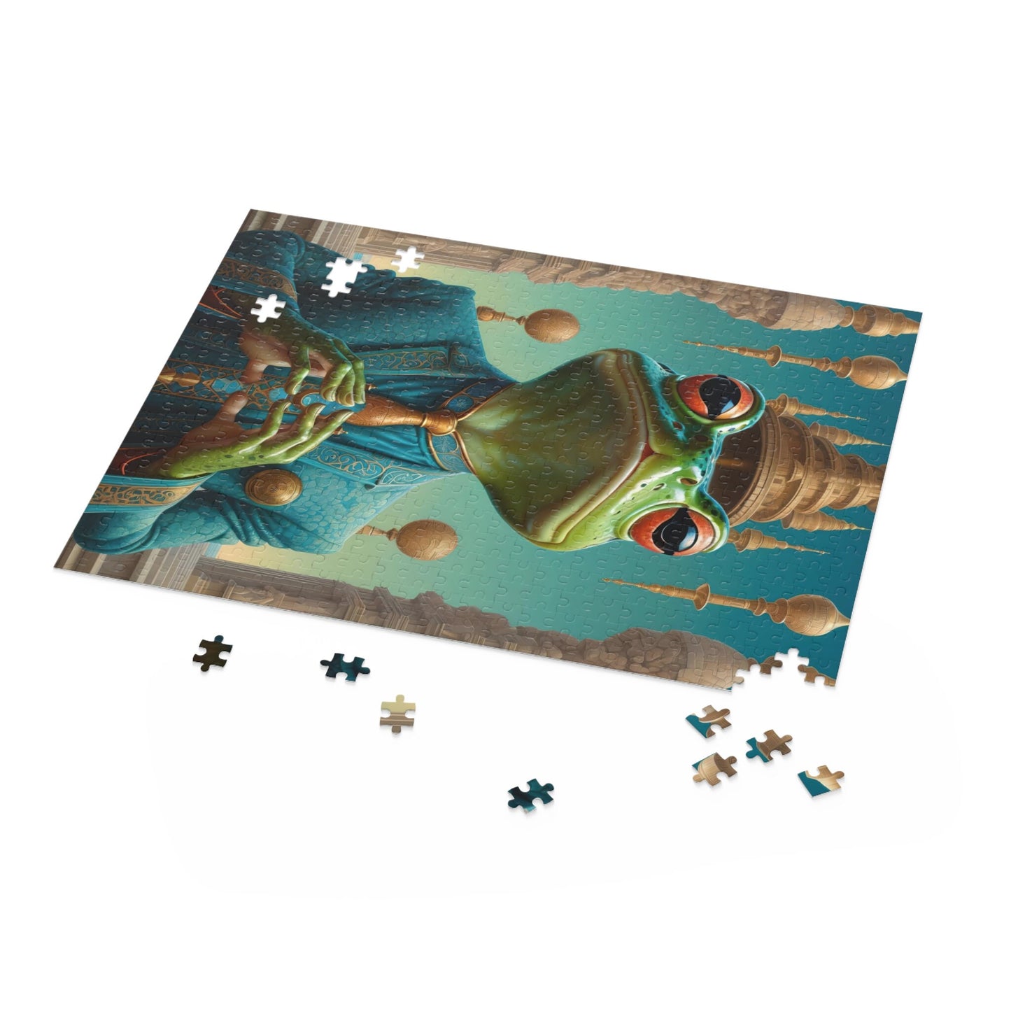 Frog Puzzle, Animal Jigsaw Puzzle, 3D Puzzle, Chipboard Puzzle, Custom Puzzle, Gift for Kids, Puzzle for Kid, 120-252-500 Piece, Watercolor