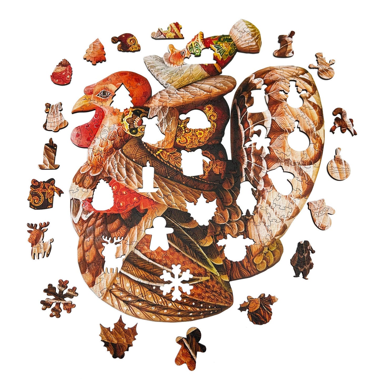 Christmas Santa on Turkey Wooden Jigsaw Puzzle For Adults and Kids | Premium 180 pcs Wooden Laser Cut, Christmas Gift