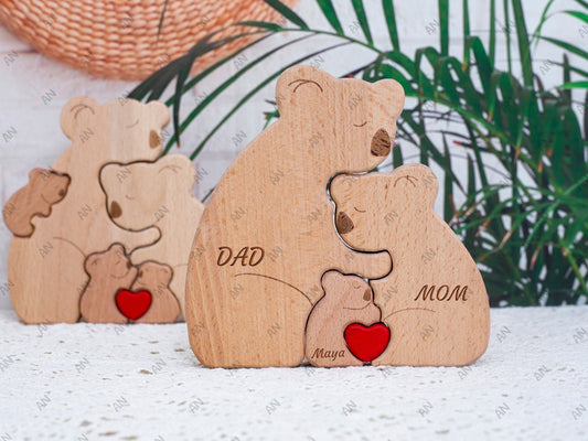 Puzzle Wooden-Wooden koalas Family Puzzle-Animal Carvings-Personalized Gifts-Xmas Gift For Mom-Xmas Gifts-Art Puzzle