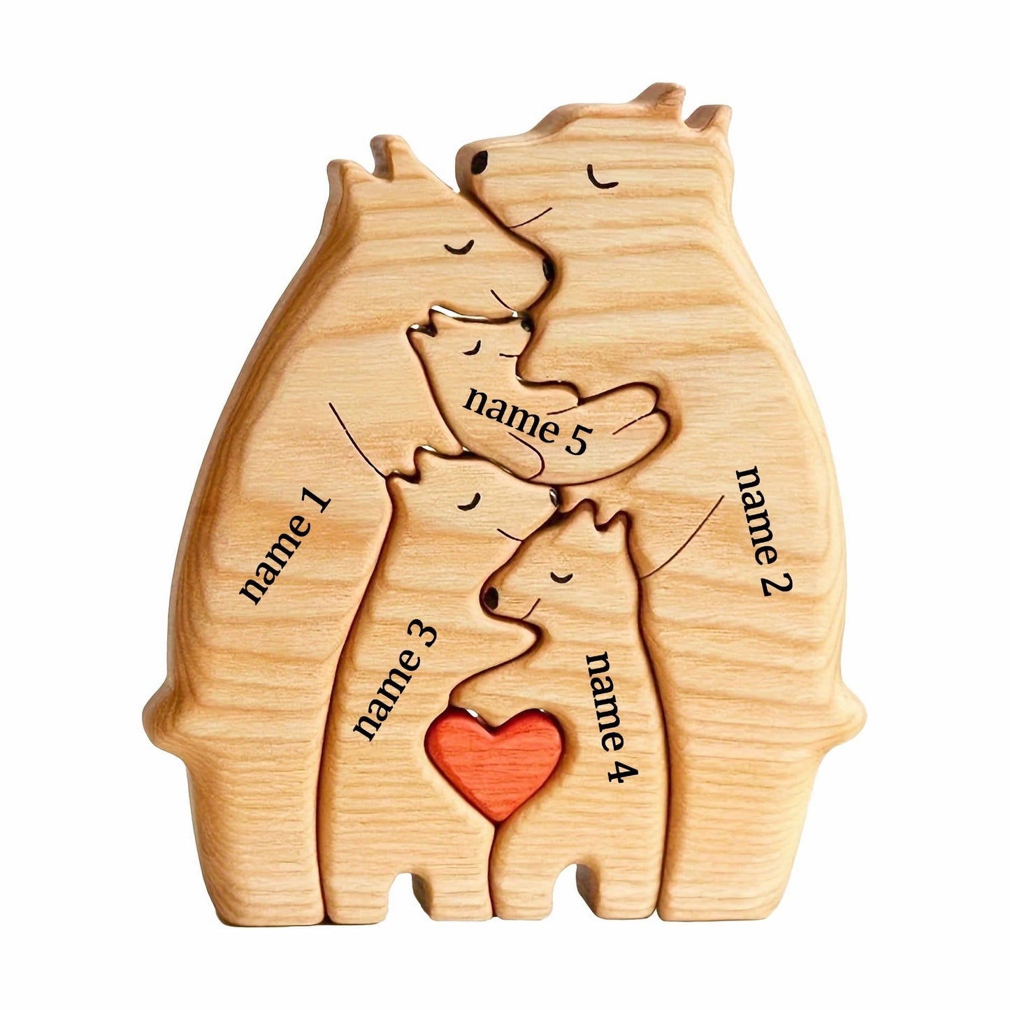 Wooden Bear Family Puzzle,Custom Bear Figurines,Personalized Wooden Animal Puzzle,Family Home Decor,Personalized Father's Day Gift Kids Gift