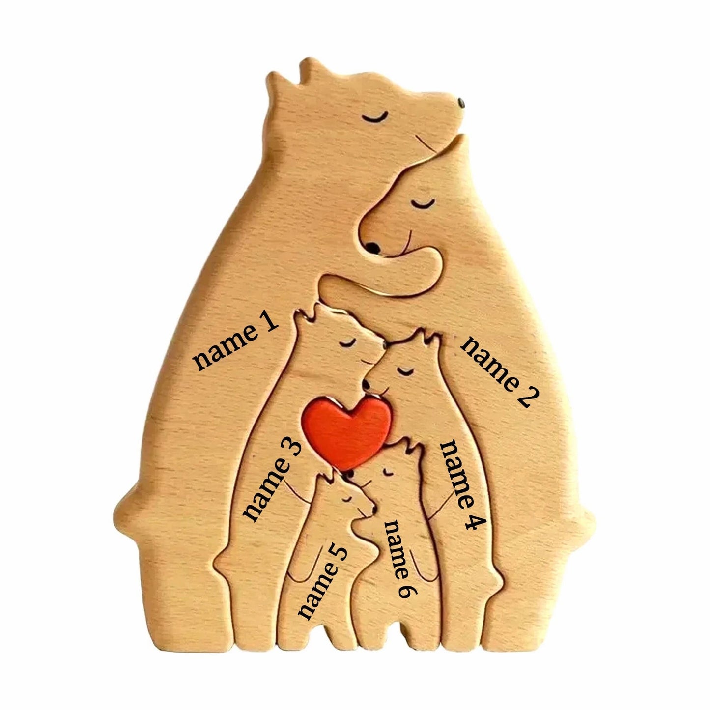 Wooden Bear Family Puzzle,Custom Bear Figurines,Personalized Wooden Animal Puzzle,Family Home Decor,Personalized Father's Day Gift Kids Gift