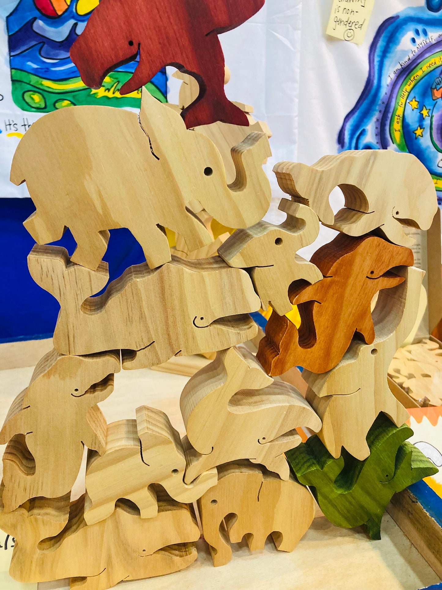 Elephants -Balancing Animals wooden stacking and balancing game by Tarata Toys:  gift boxed