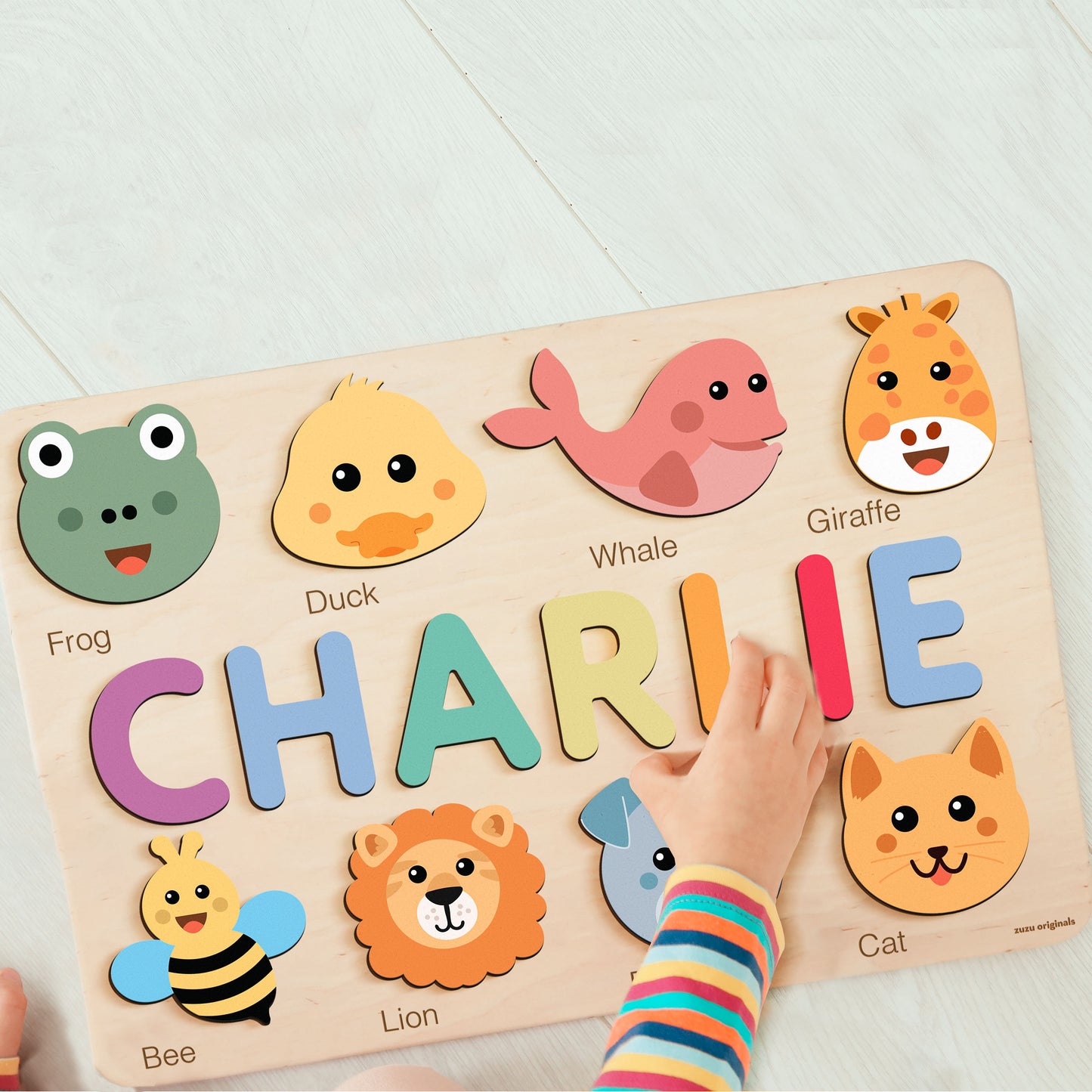 Thematic Name Wooden Puzzle with Animal for Boy and Girls, Kid First Birthday Gift, Personalized Baby Gift, Handmade Custom Name Sign Puzzle