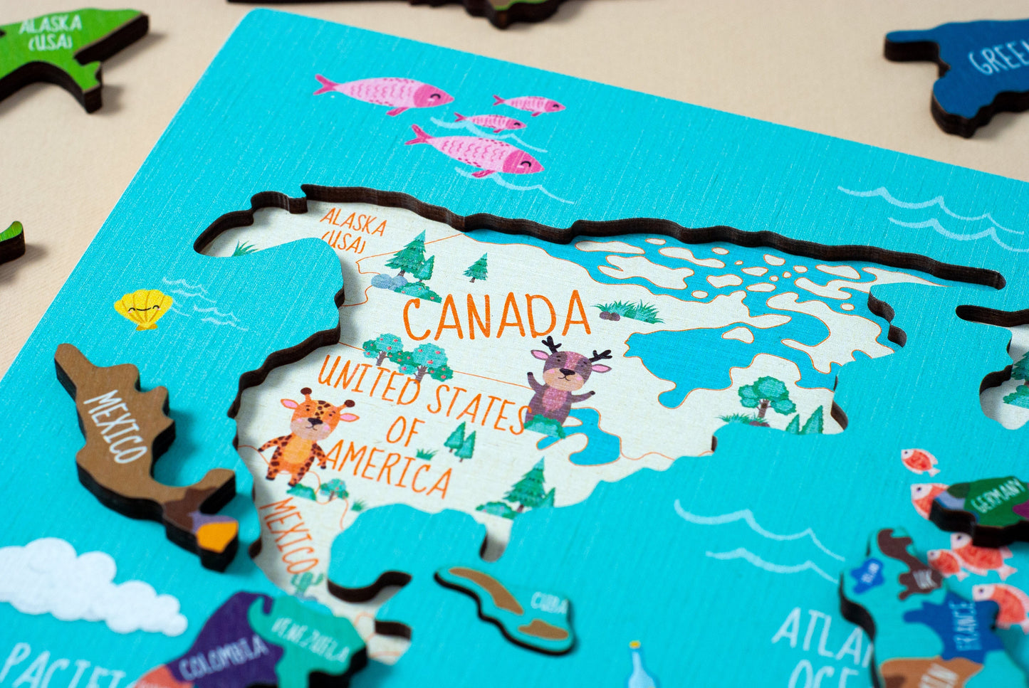 Geography for kids, Continents puzzle, Kids learning toy, Kids world map puzzle, Birthday kids gifts, Montessori toys, Jigsaw puzzle gift