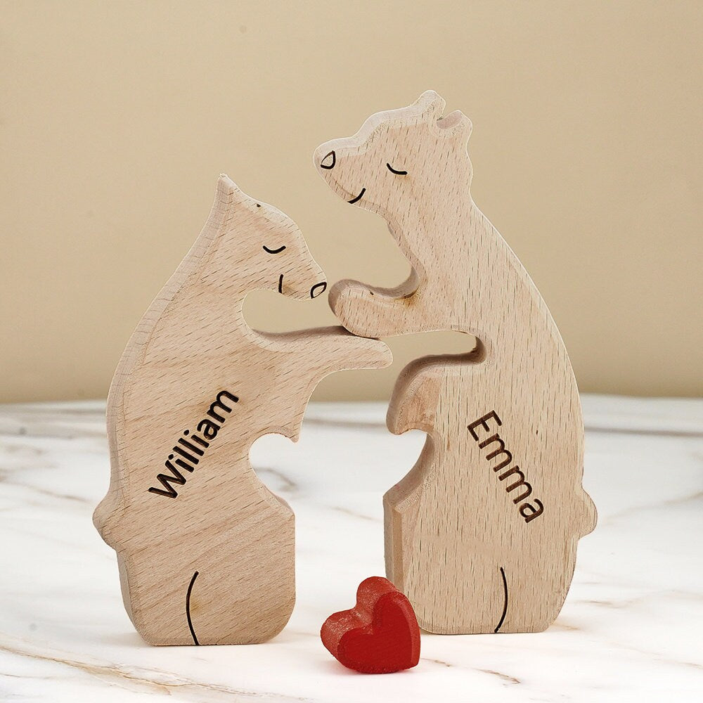 Wooden Bear Family Puzzle - Family Puzzle - Family Keepsake Gifts - Animal Family Wooden Toys - Wedding Anniversary -Home Decor, Pearl