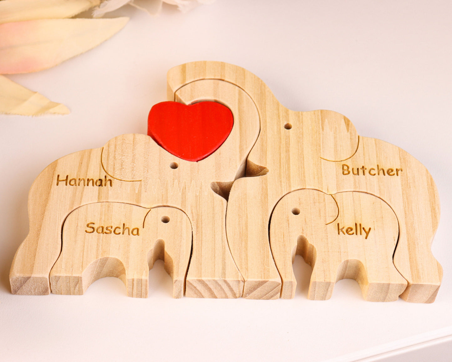 Wooden Elephant Family Puzzle,Family Name Puzzle,Family Keepsake Gifts,Animal Family Toys,Wedding Anniversary,Home Decor,Gift for Kids