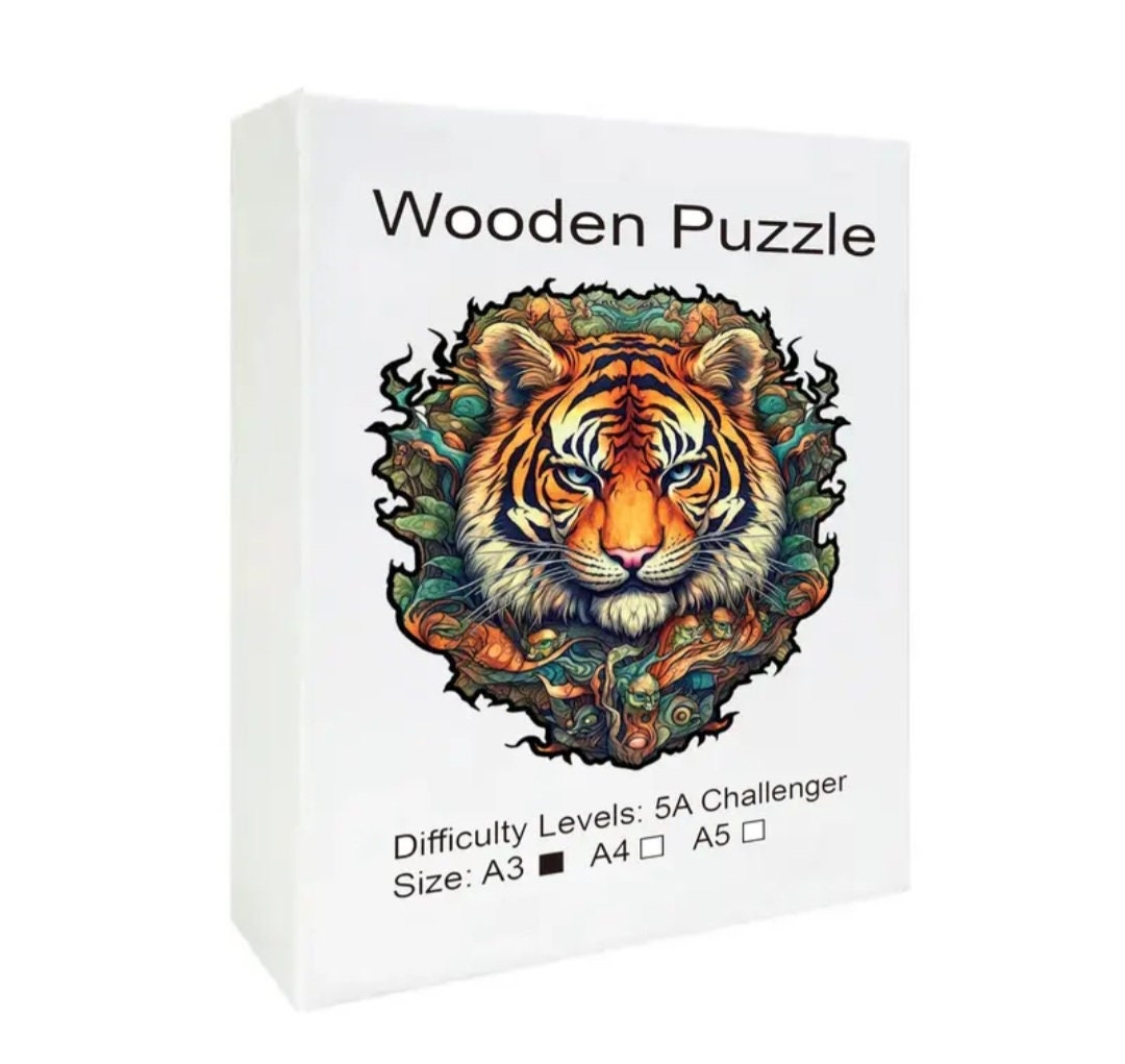 The Eye of the Tiger - XL Wooden Jigsaw Puzzle, Uniquely-Shaped Pieces, Mentally+Visually Stimulating, Educational, All Ages, Great Gift!