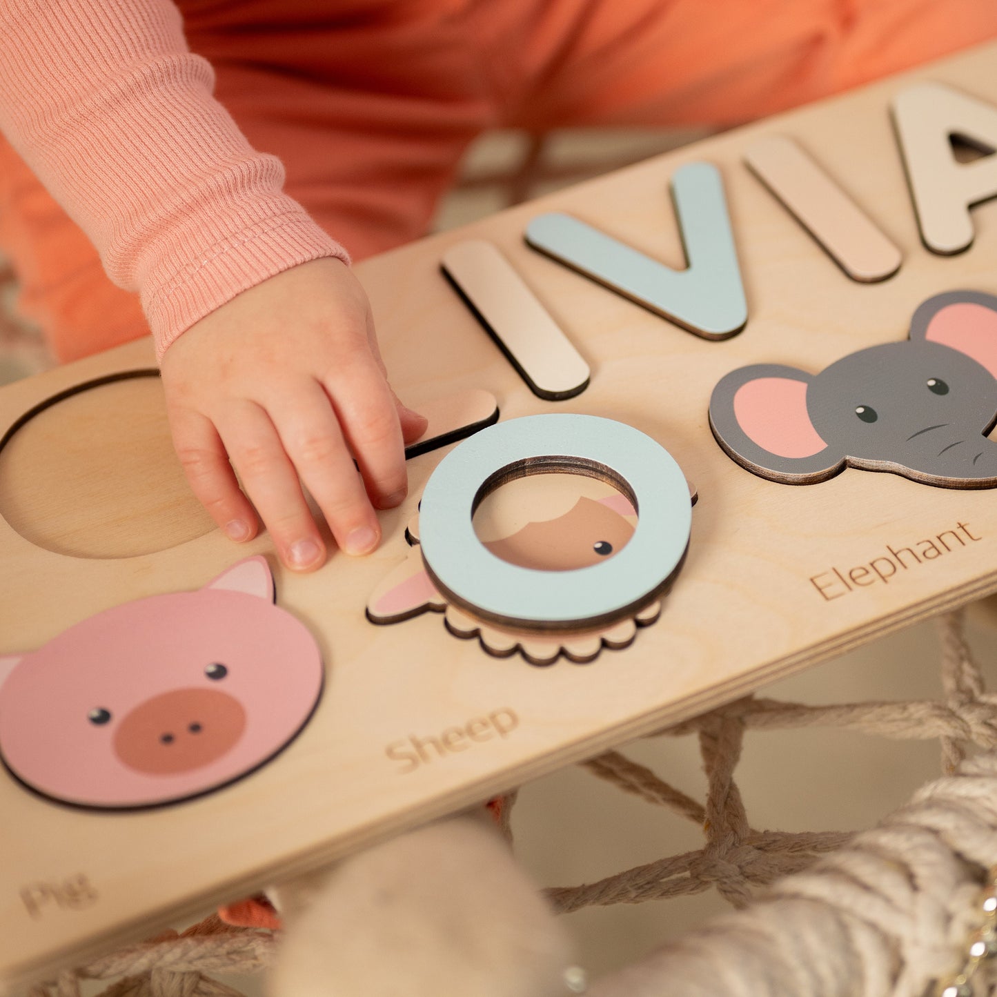 Personalized Baby Gift Name Puzzle with Animals, Birthday Gifts Busy Board Puzzles with Names Toddlers, Unique Wooden Toys Kids 1 Year Old