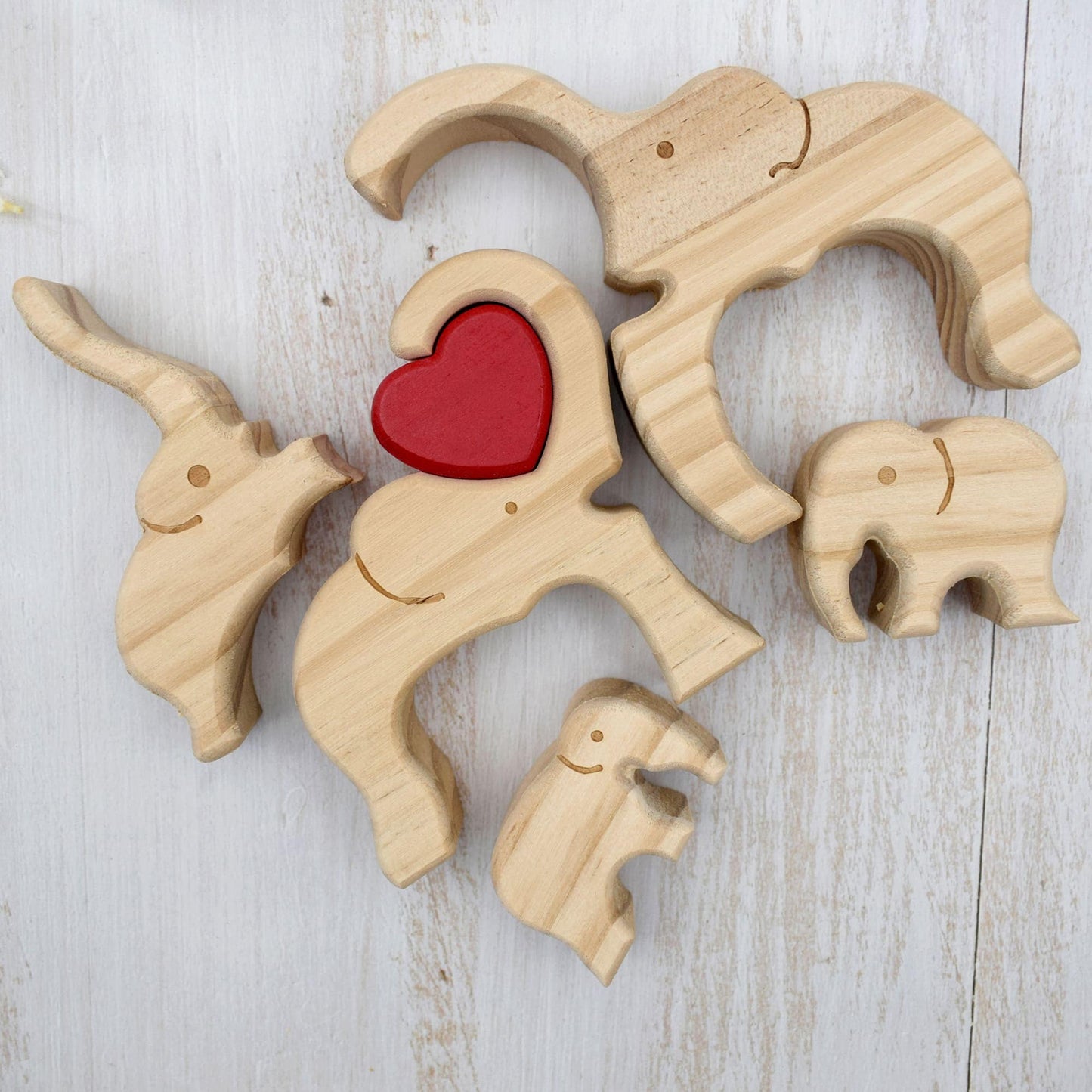 Wooden Elephant Family Puzzle,Custom Animal Figurines,Wooden Elephants Carvings,Personalized Family Name Puzzle,Father's Day Gifts,Kids Gift