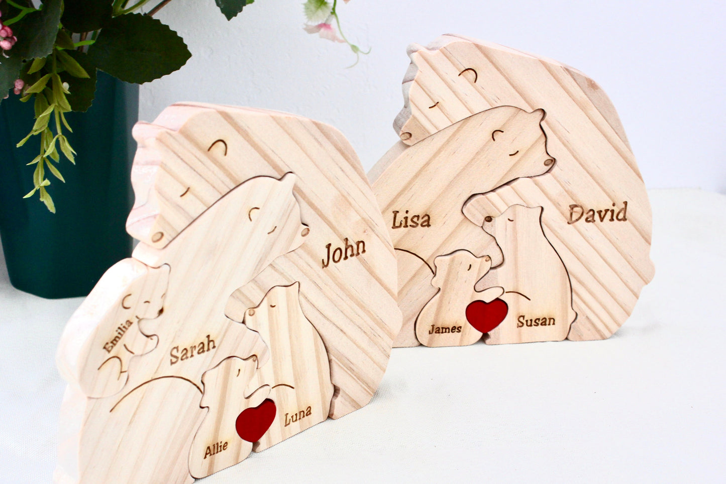 Custom Wooden Bear Family Puzzle - Gift for Mothers - Family Keepsake Gifts - Gift for Parents - Animal Family Home Gift