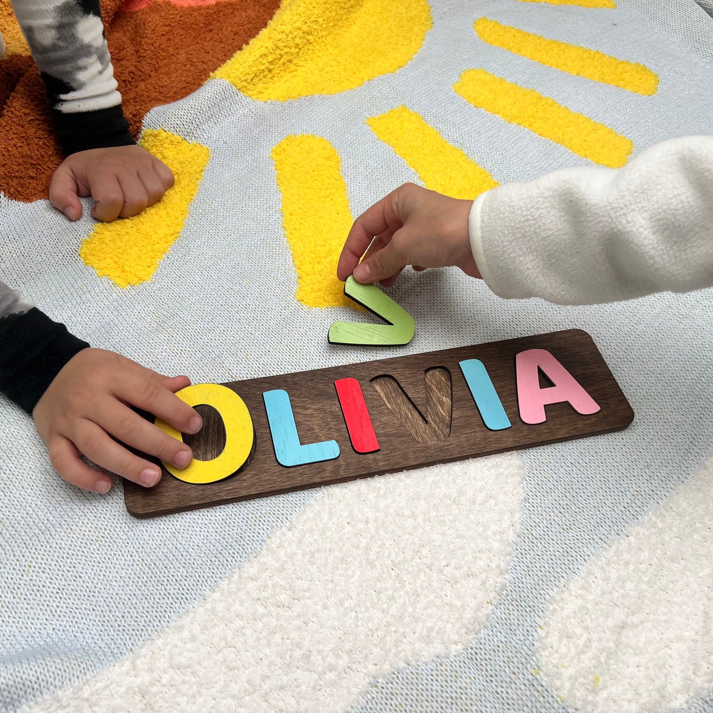 Wooden Name Puzzle, First Birthday Gift, Personalized Gift for baby, Natural Wooden Puzzle, Baby & Toddler Birthday Gift, Baby Name Puzzle