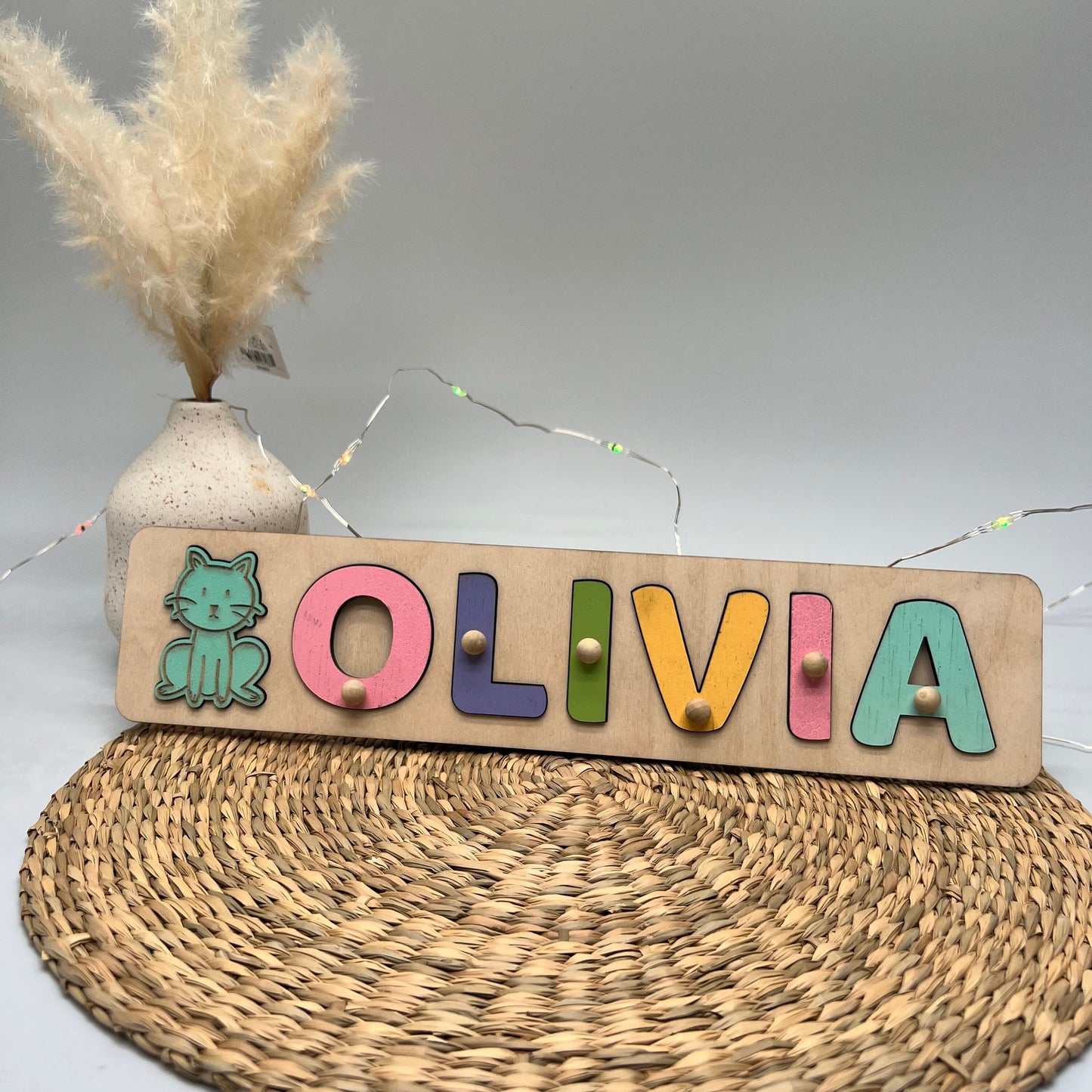 Wooden Name Puzzle, First Birthday Gift, Personalized Gift for baby, Natural Wooden Puzzle, Baby & Toddler Birthday Gift, Baby Name Puzzle