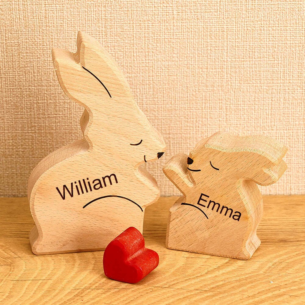 Wooden Bunny Family Puzzle, Engraved Family Name Puzzle, Rabbit Family Keepsake Gift, Animal Family,Gift for Kids, Family  Gift