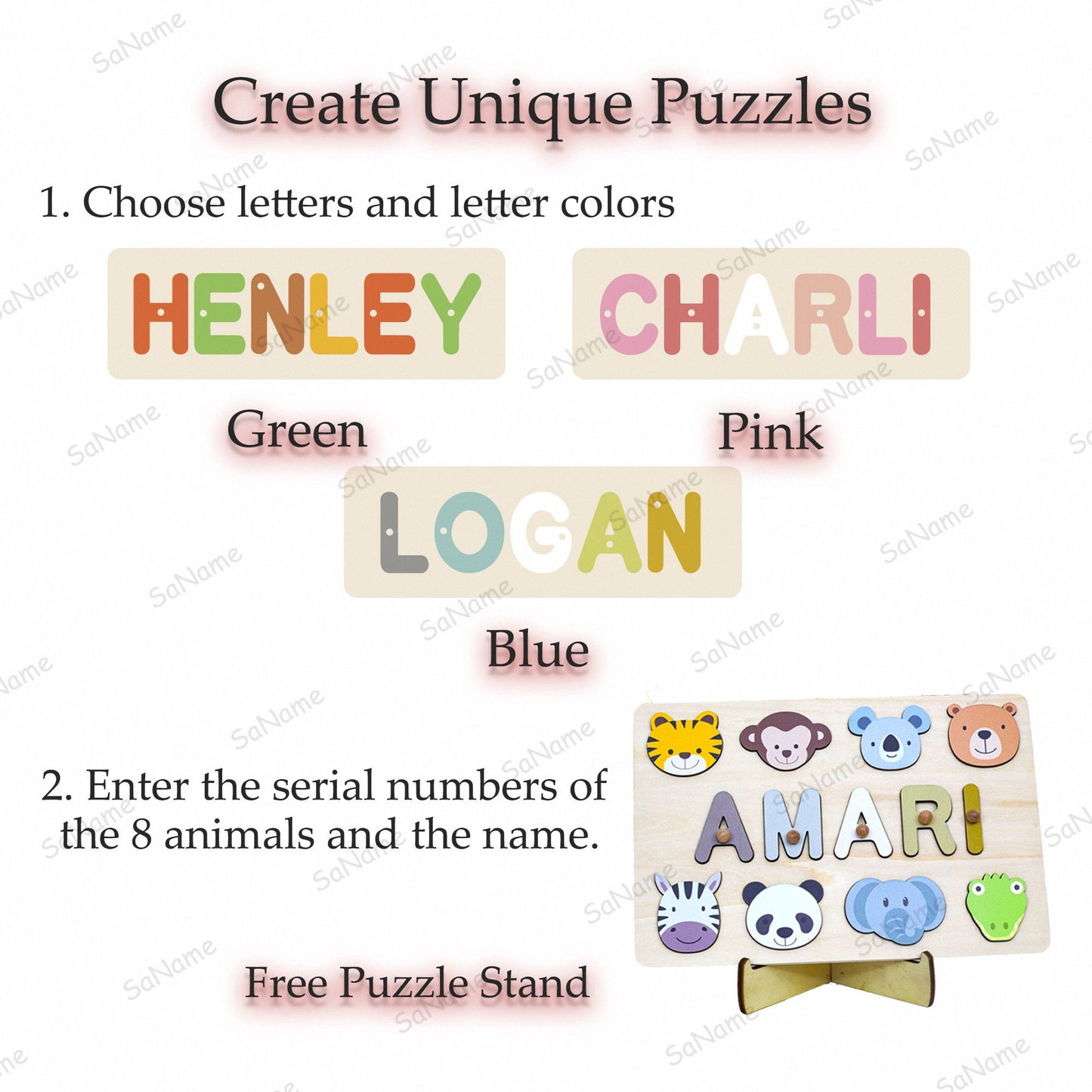 Personalized Name Puzzle With Animals, Busy Board,Baby Toys, 1st Birthday Gifts,Baby Shower Gifts, Wooden Baby Keepsake, Baby Shower Gift