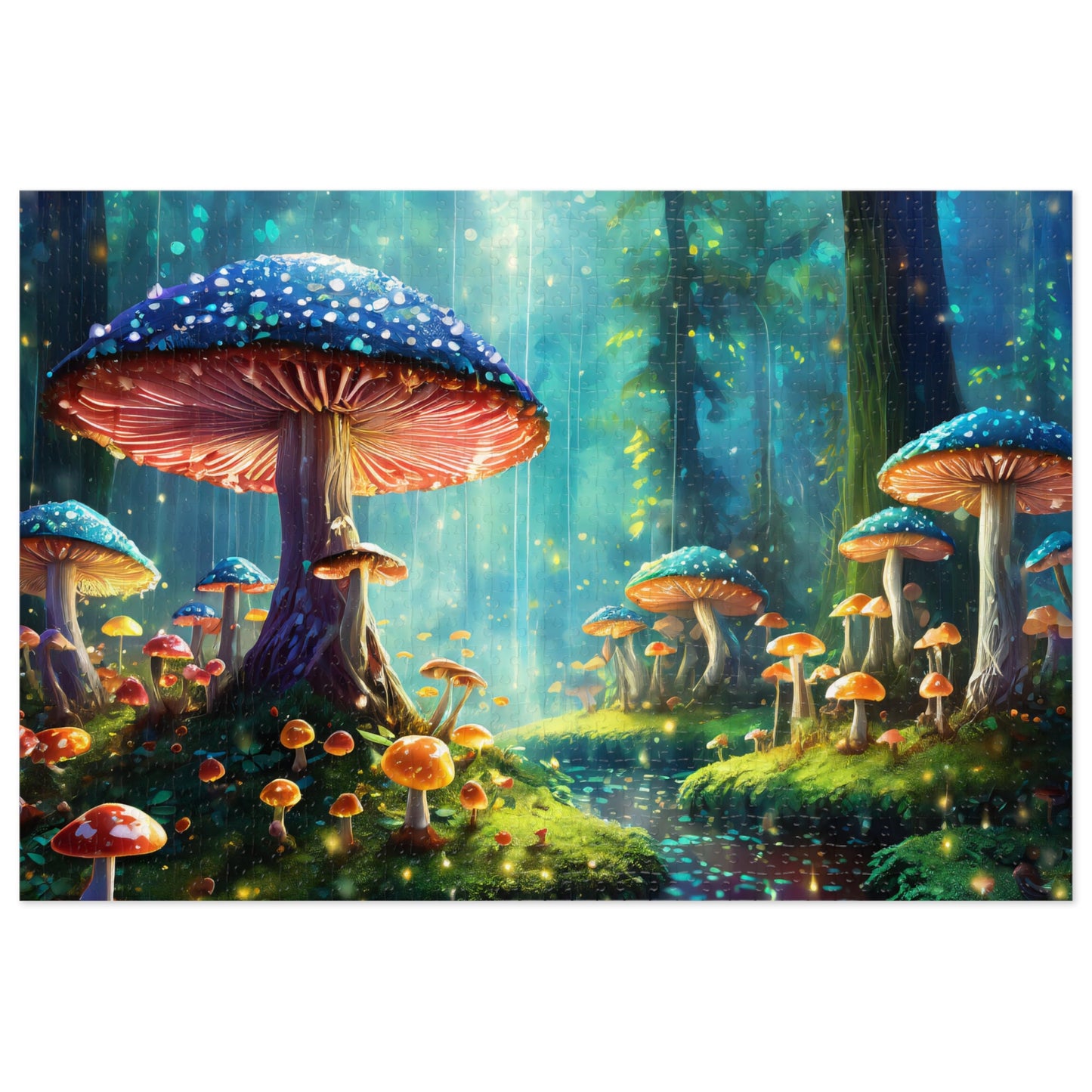 Mushroom Puzzle, Mystic Mycelium: Enchanted Forest Glow Jigsaw Puzzle, 500 Piece Puzzle,1000 Piece Puzzle, Enchanted Forest Puzzle