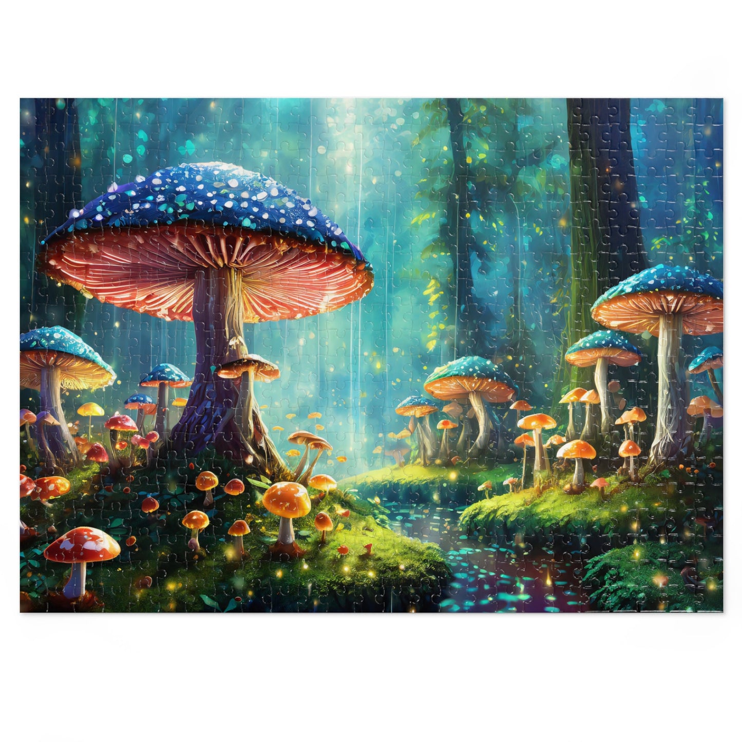 Mushroom Puzzle, Mystic Mycelium: Enchanted Forest Glow Jigsaw Puzzle, 500 Piece Puzzle,1000 Piece Puzzle, Enchanted Forest Puzzle