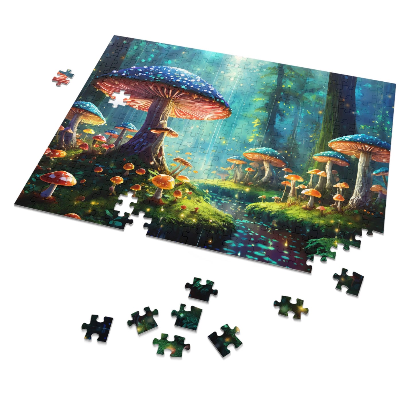 Mushroom Puzzle, Mystic Mycelium: Enchanted Forest Glow Jigsaw Puzzle, 500 Piece Puzzle,1000 Piece Puzzle, Enchanted Forest Puzzle