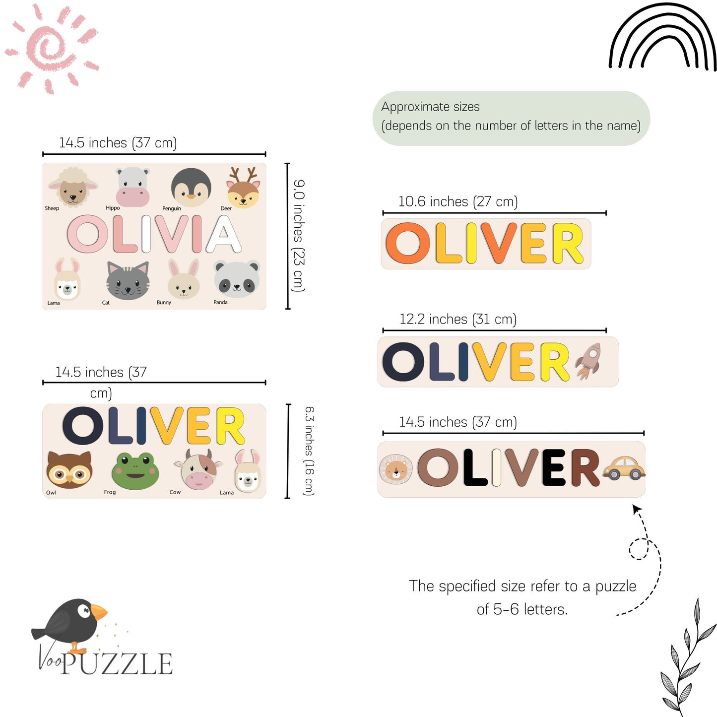 Personalized Baby Gift Name Puzzle with Animals, Birthday Gifts Busy Board Puzzles with Names Toddlers, Unique Wooden Toys Kids 1 Year Old