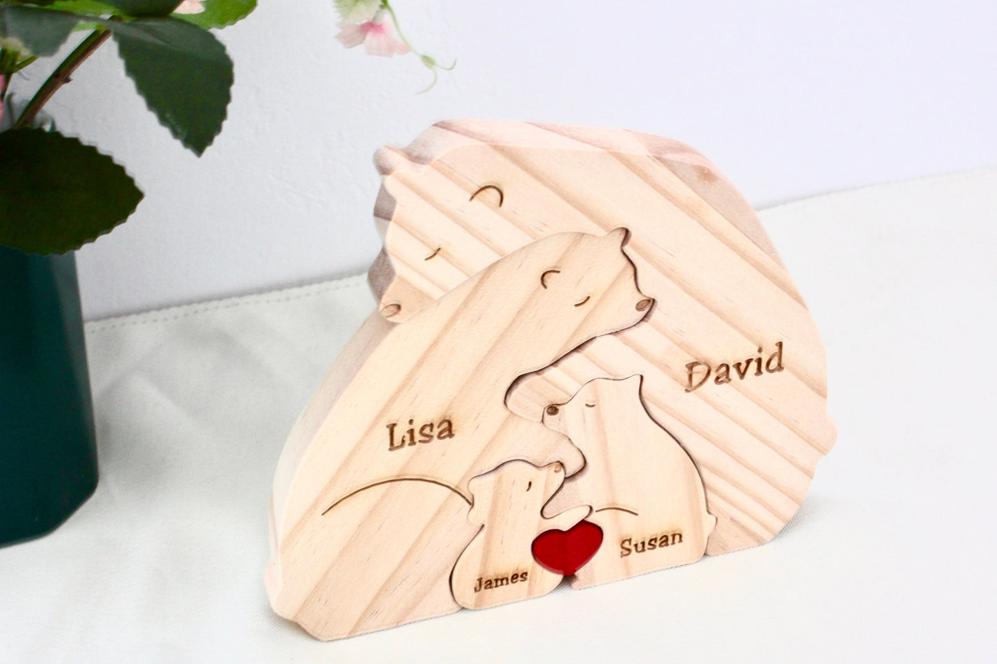 Custom Wooden Bear Family Puzzle - Gift for Mothers - Family Keepsake Gifts - Gift for Parents - Animal Family Home Gift