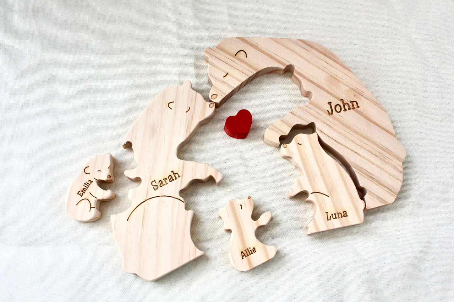 Custom Wooden Bear Family Puzzle - Gift for Mothers - Family Keepsake Gifts - Gift for Parents - Animal Family Home Gift