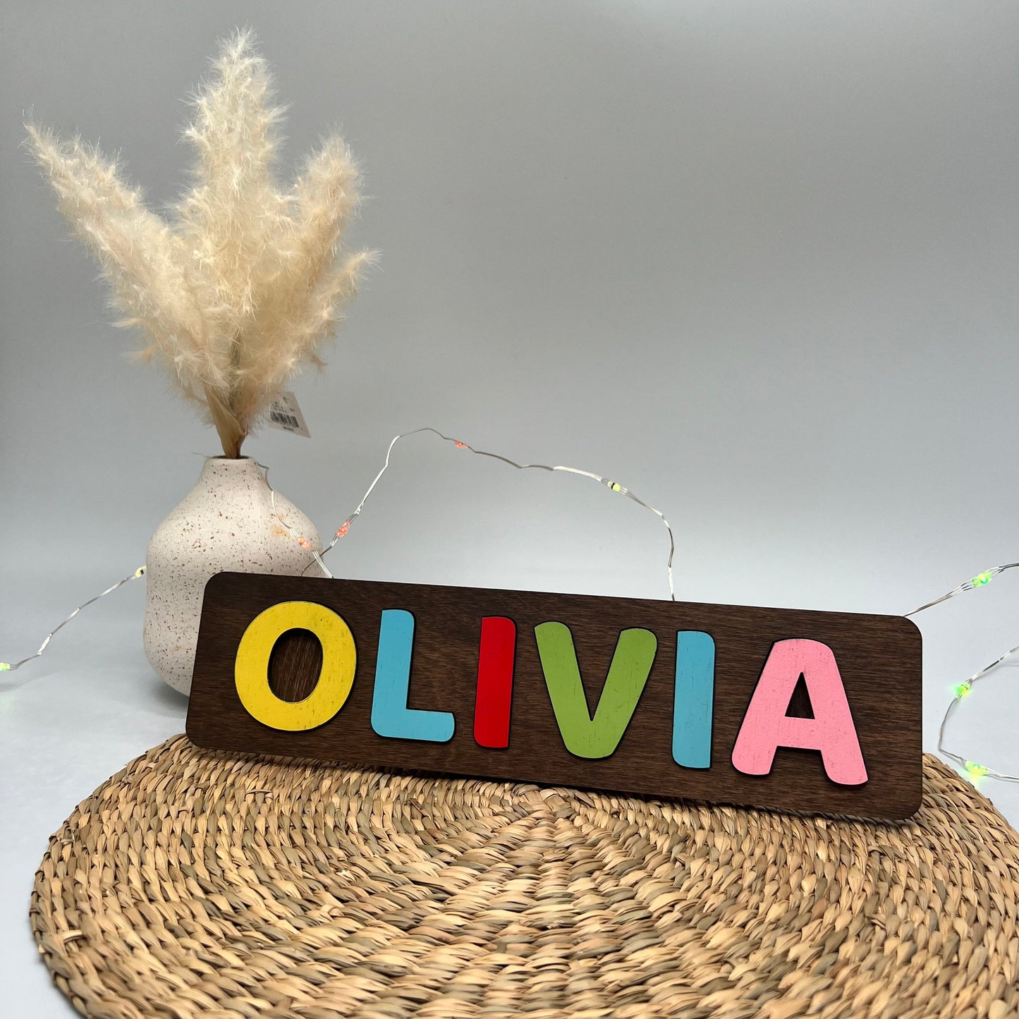 Wooden Name Puzzle, First Birthday Gift, Personalized Gift for baby, Natural Wooden Puzzle, Baby & Toddler Birthday Gift, Baby Name Puzzle