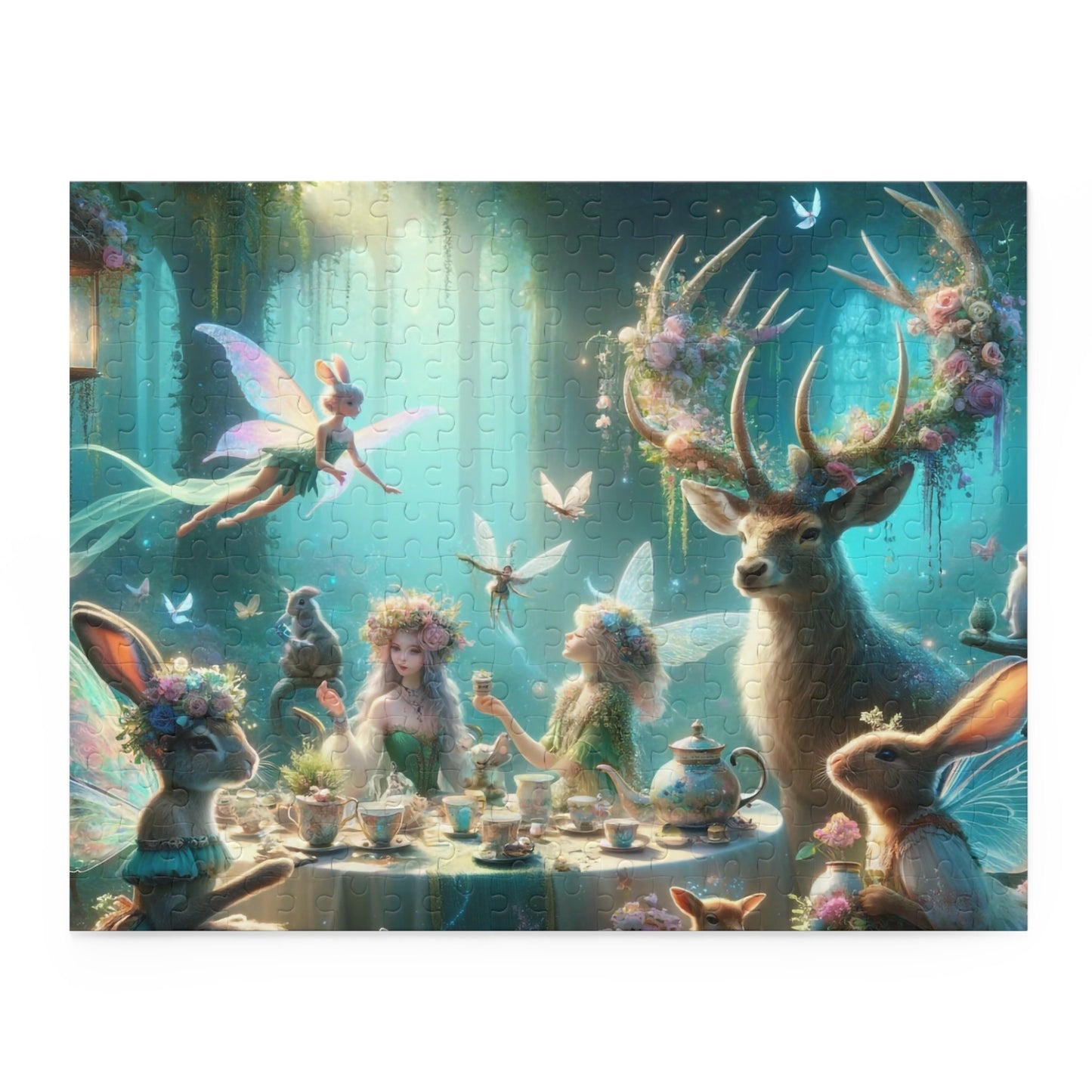 Whimsical Tea Party in the Woods Jigsaw Puzzle, 120, 252, 500 Piece Puzzle, Challenging Puzzle For Older Kids And Young Adults, Giftable Box