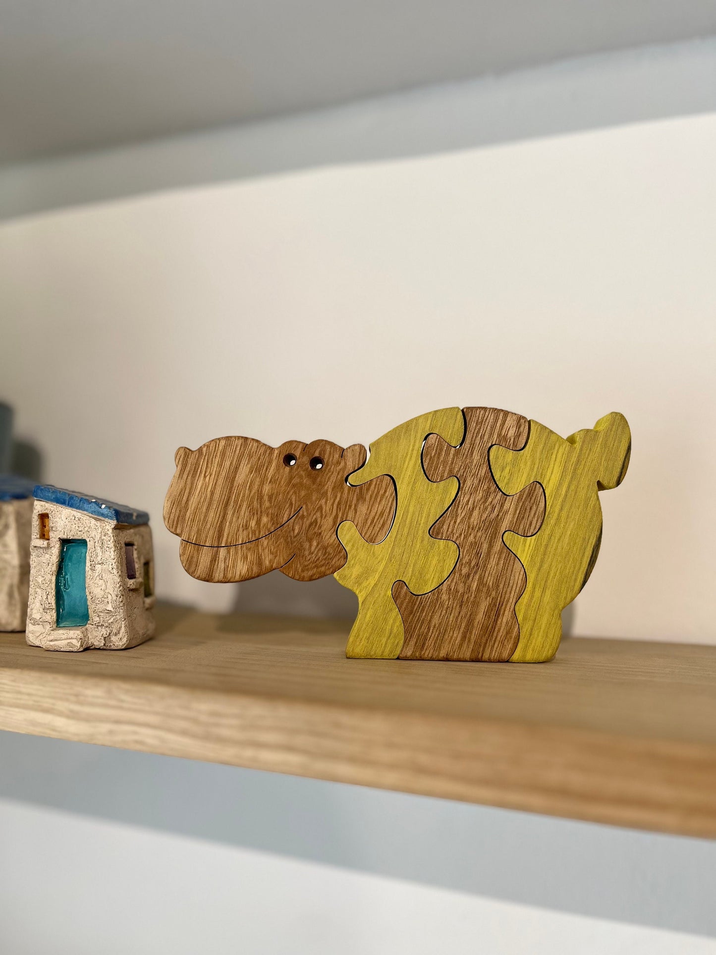 River Horse Hippo Puzzle - Vibrant Wooden Jigsaw, Kid-Friendly Wildlife Toy, Educational River Safari Game, Unique Hippopotamus Gift