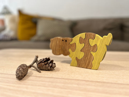 River Horse Hippo Puzzle - Vibrant Wooden Jigsaw, Kid-Friendly Wildlife Toy, Educational River Safari Game, Unique Hippopotamus Gift