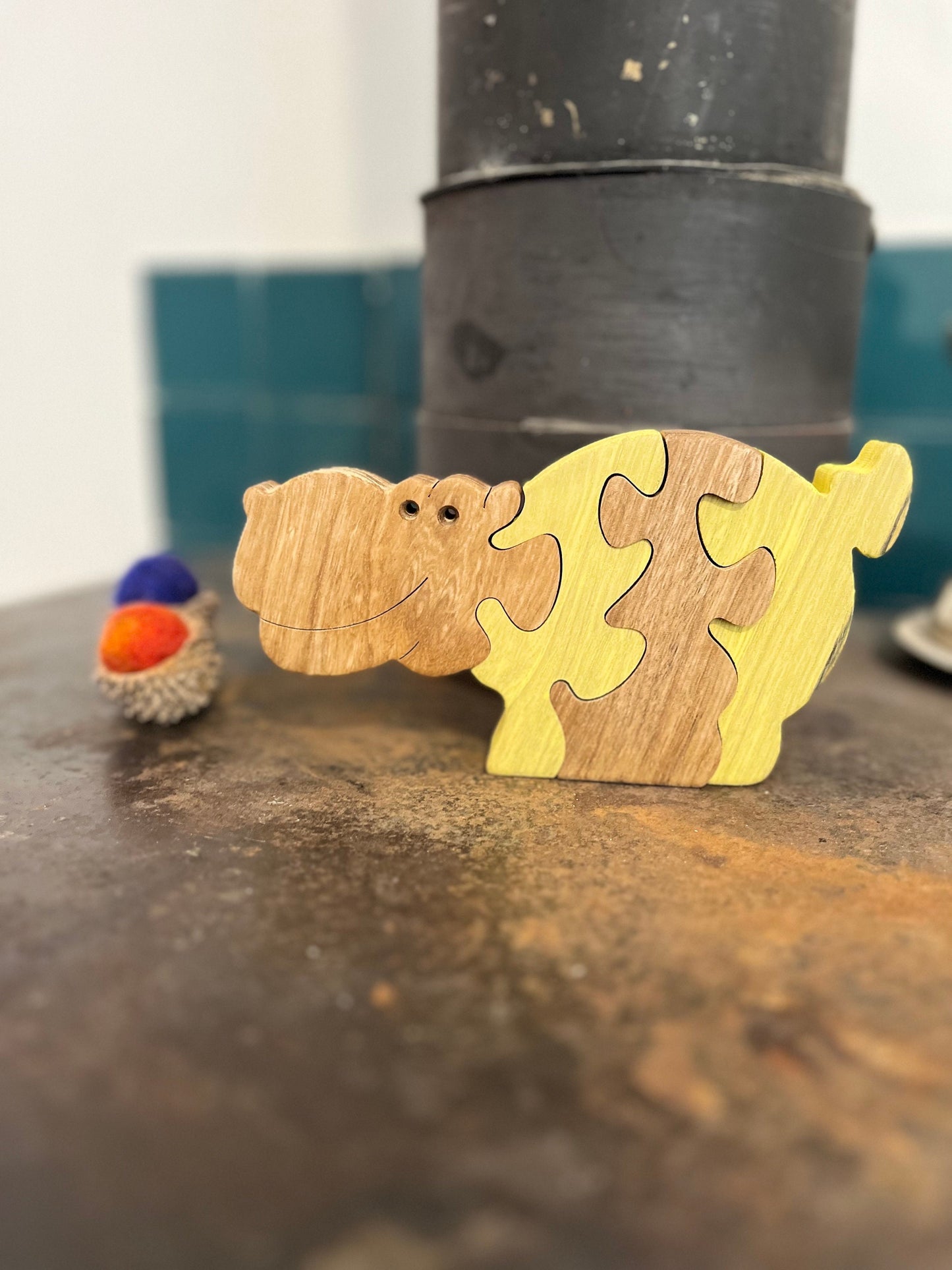 River Horse Hippo Puzzle - Vibrant Wooden Jigsaw, Kid-Friendly Wildlife Toy, Educational River Safari Game, Unique Hippopotamus Gift