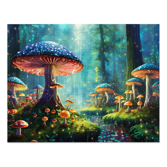 Mushroom Puzzle, Mystic Mycelium: Enchanted Forest Glow Jigsaw Puzzle, 500 Piece Puzzle,1000 Piece Puzzle, Enchanted Forest Puzzle