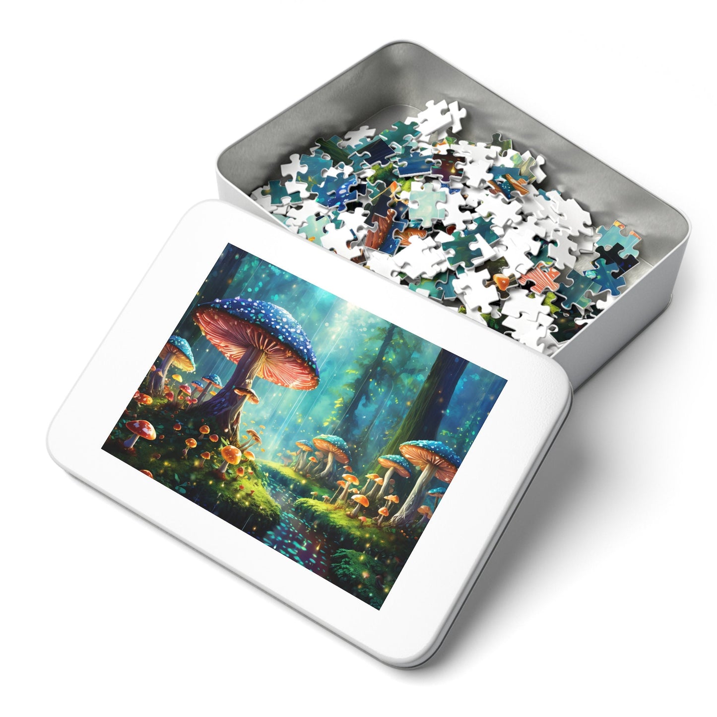 Mushroom Puzzle, Mystic Mycelium: Enchanted Forest Glow Jigsaw Puzzle, 500 Piece Puzzle,1000 Piece Puzzle, Enchanted Forest Puzzle