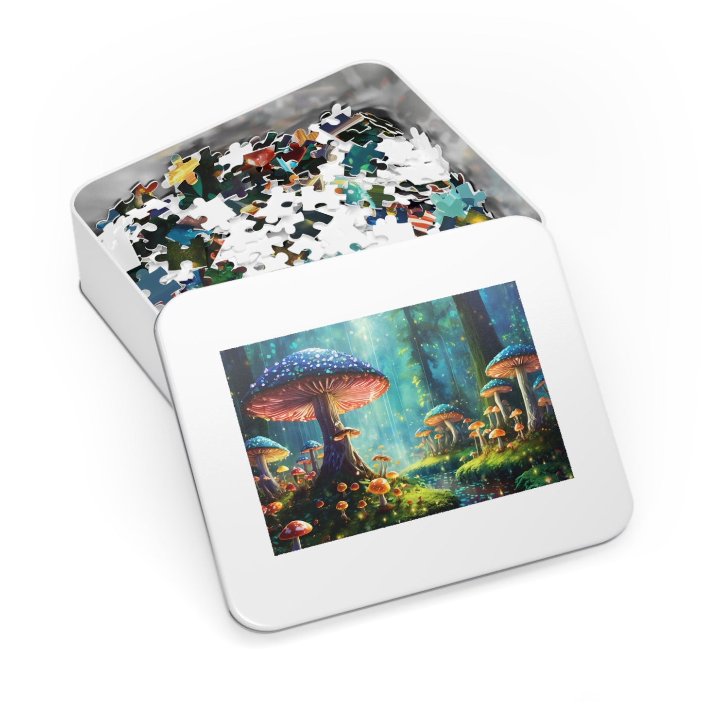 Mushroom Puzzle, Mystic Mycelium: Enchanted Forest Glow Jigsaw Puzzle, 500 Piece Puzzle,1000 Piece Puzzle, Enchanted Forest Puzzle