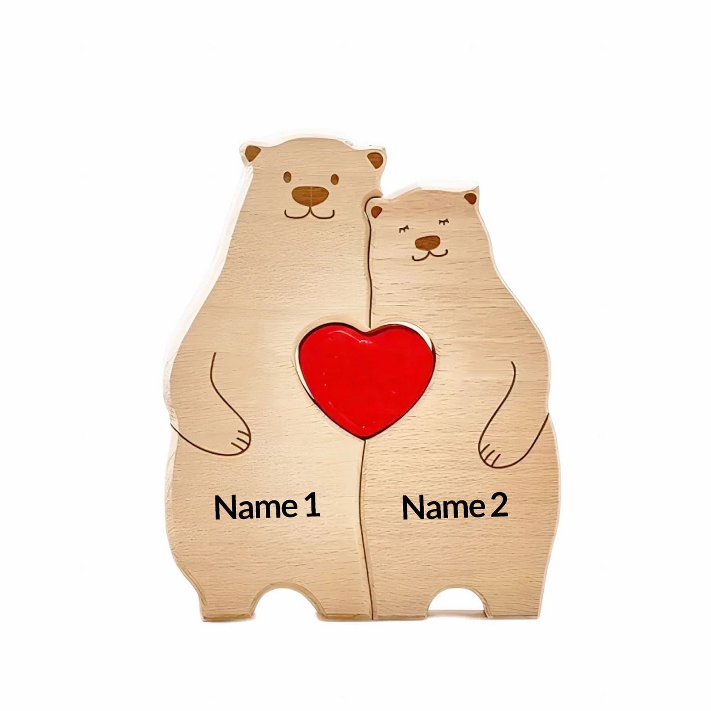 Wooden Bears Family Puzzle,Personalized Family Gift,Custom Bear Family Figurines,Wooden Animal Carvings,Name Puzzle Gift,Gift for Parents