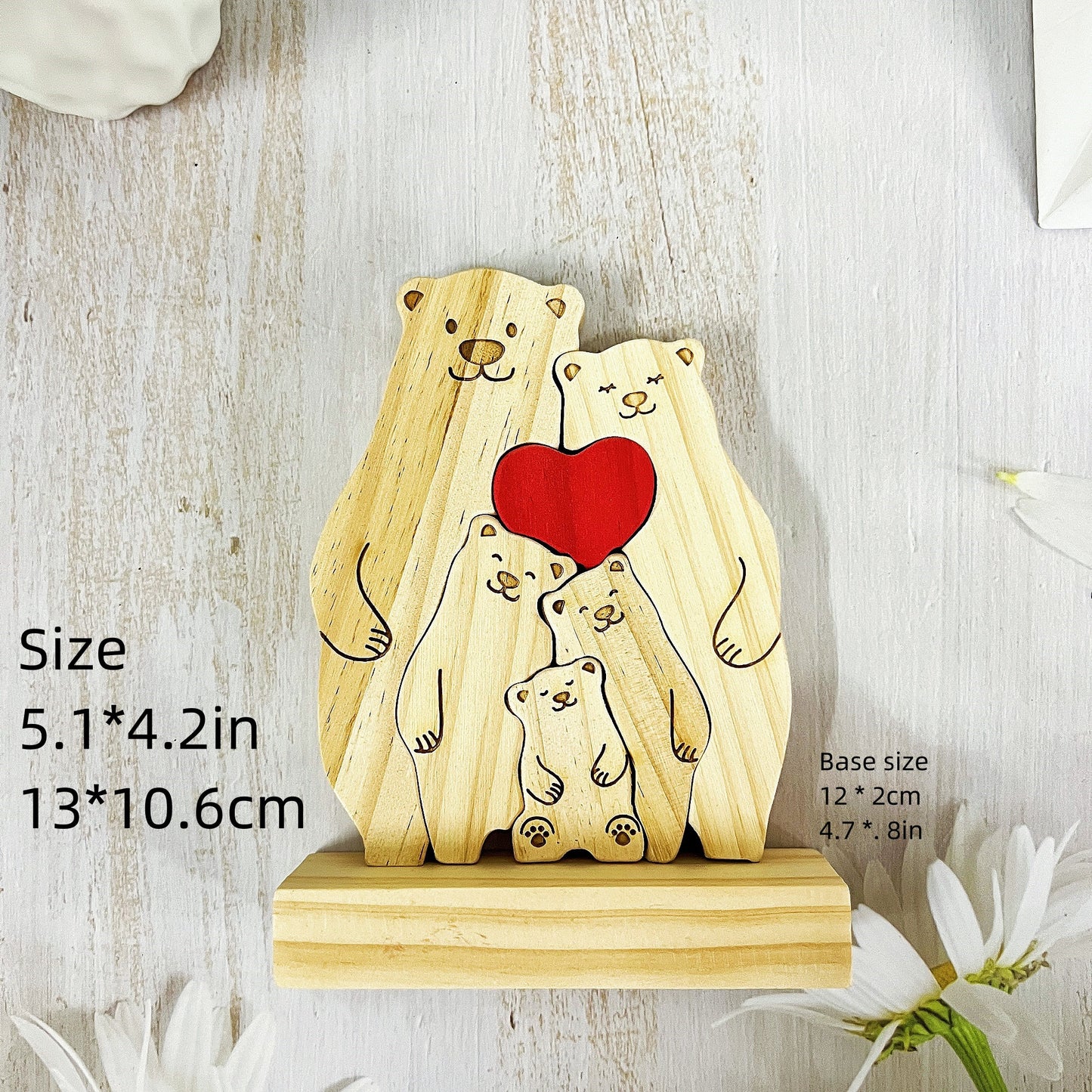 Family Wooden Hug Bears Puzzle,Personalized Family Puzzle,Custom Wooden Animals,Bear Lover Gift,Bear family puzzle,Wooden bear family puzzle