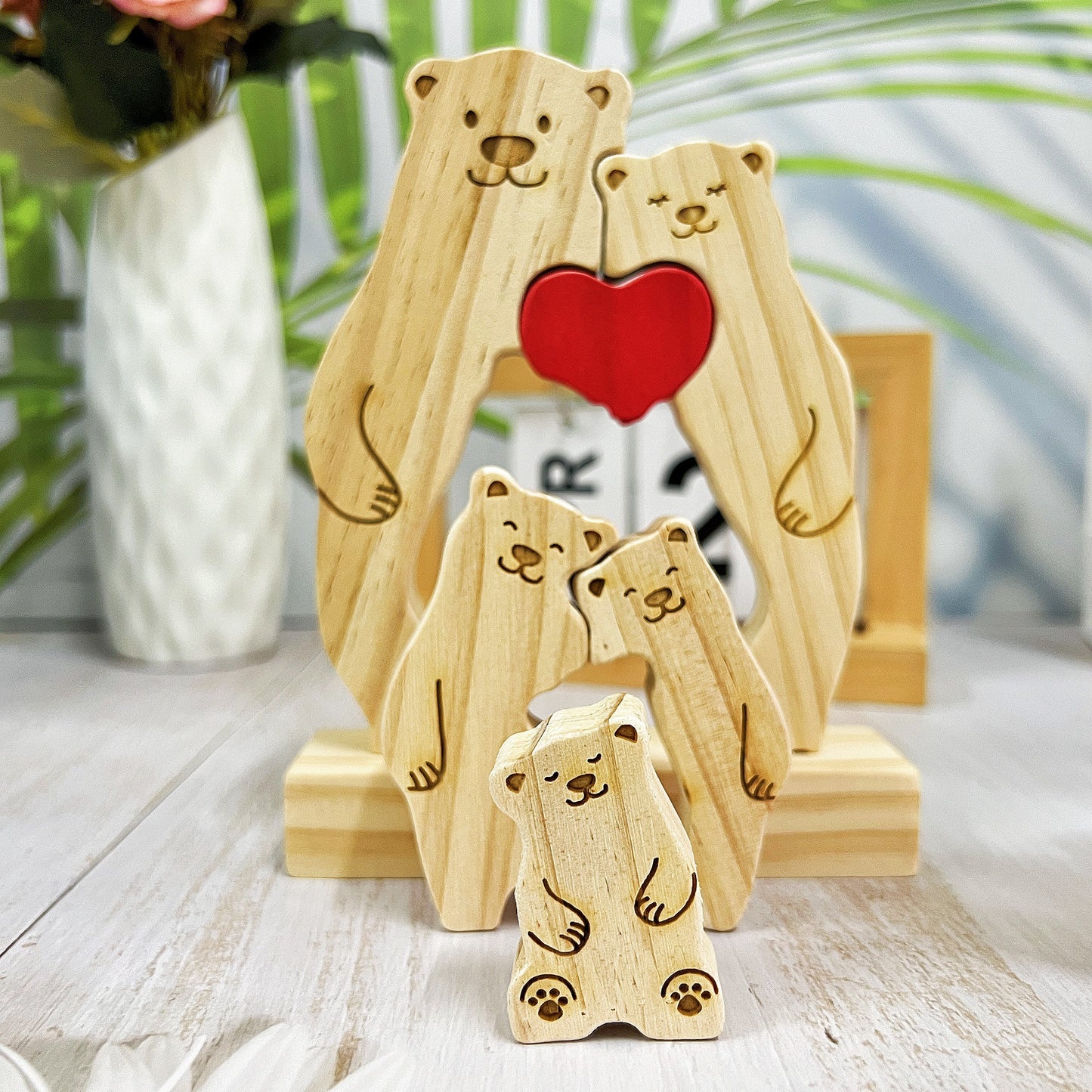 Family Wooden Hug Bears Puzzle,Personalized Family Puzzle,Custom Wooden Animals,Bear Lover Gift,Bear family puzzle,Wooden bear family puzzle