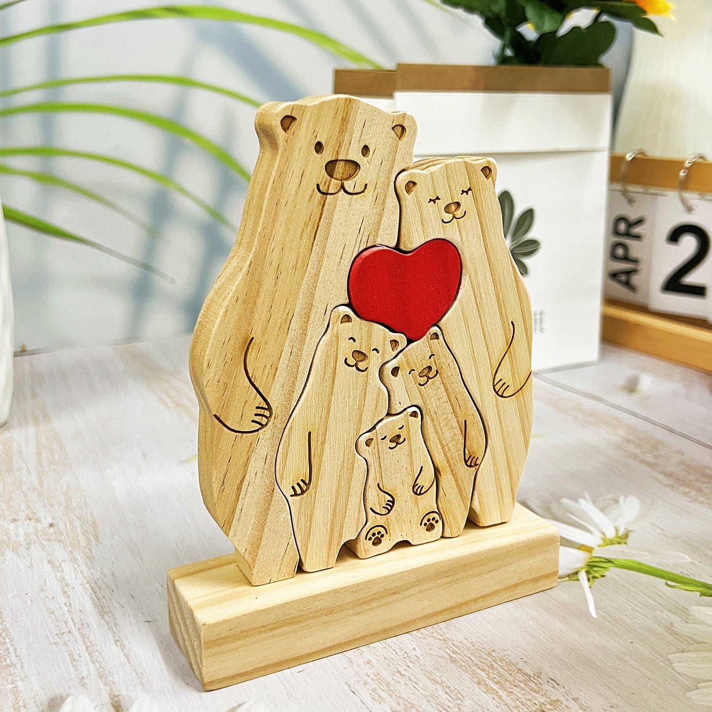 Family Wooden Hug Bears Puzzle,Personalized Family Puzzle,Custom Wooden Animals,Bear Lover Gift,Bear family puzzle,Wooden bear family puzzle