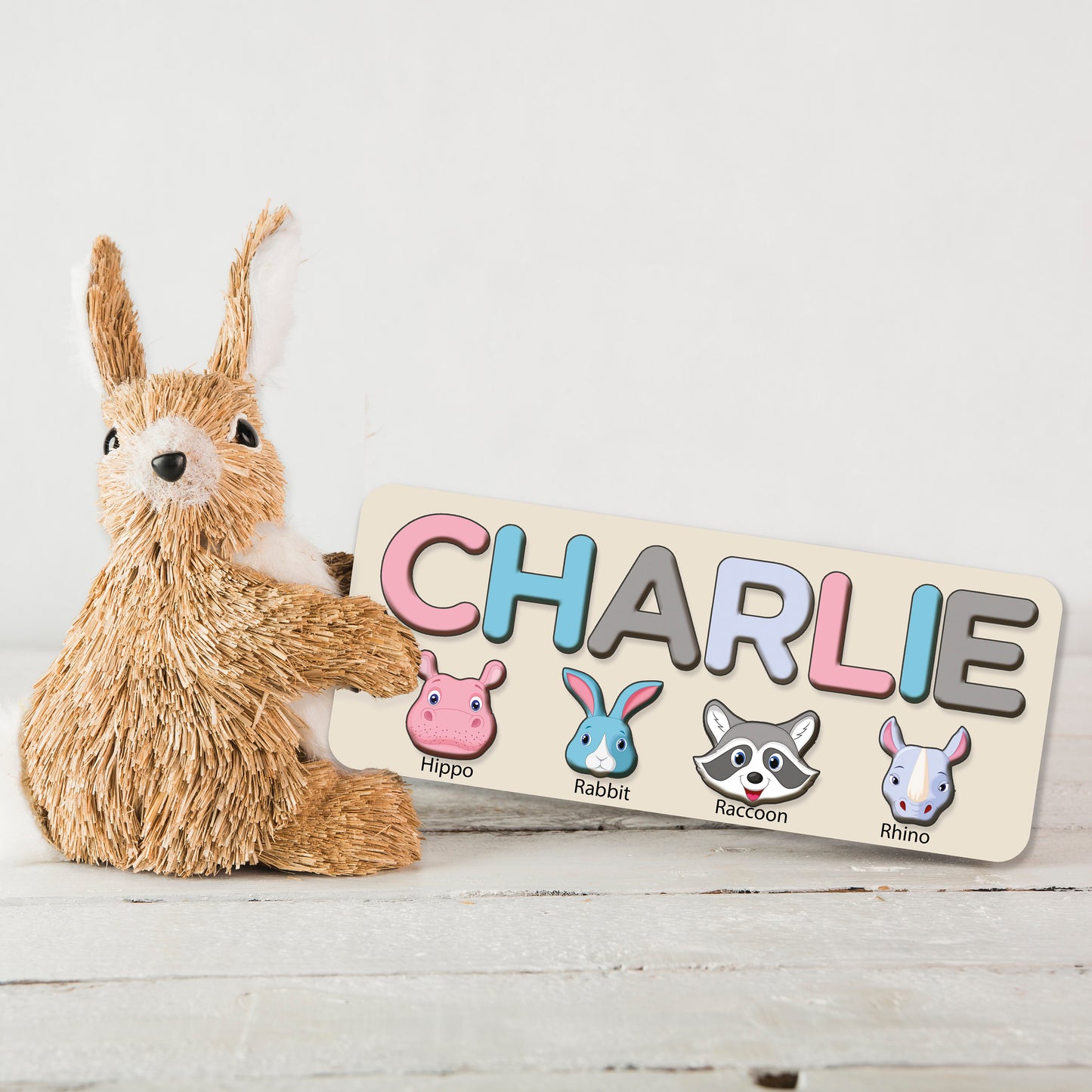 Custom Name Puzzle with Animals, Personalized Handmade Birthday Gift for Baby, Special New Baby Gift, Wood Toy, Christmas Gifts for Toddlers