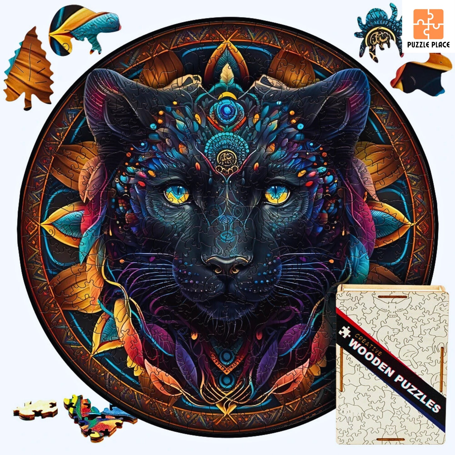 Wooden Leopard Jigsaw Puzzle / 300 Piece Cat Puzzle / Unique Shaped Jigsaw Puzzle Pieces / Puzzle Gift